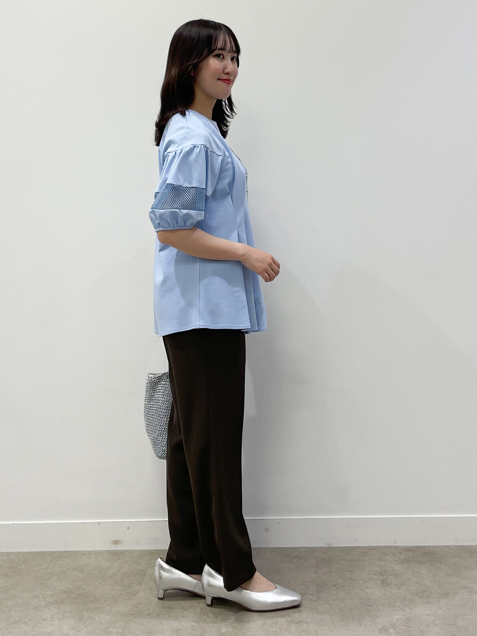 yukariさんの「Reflect｜メッシュ切り替えスリーブトップス」を使ったコーディネート