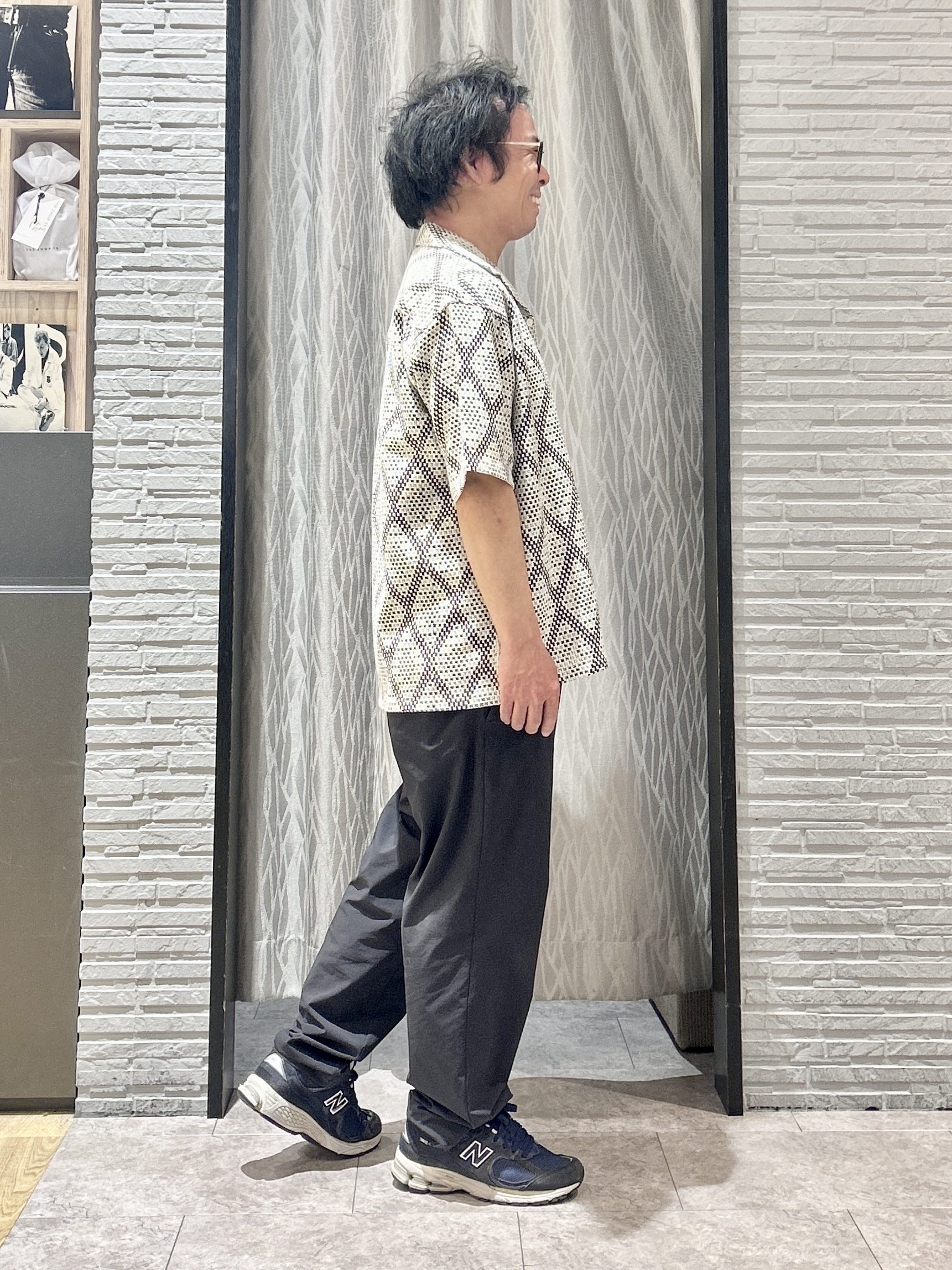 KENJI Iさんの「THE SHOP TK｜アーガイル柄 レース半袖シャツ 洗濯機OK」を使ったコーディネート