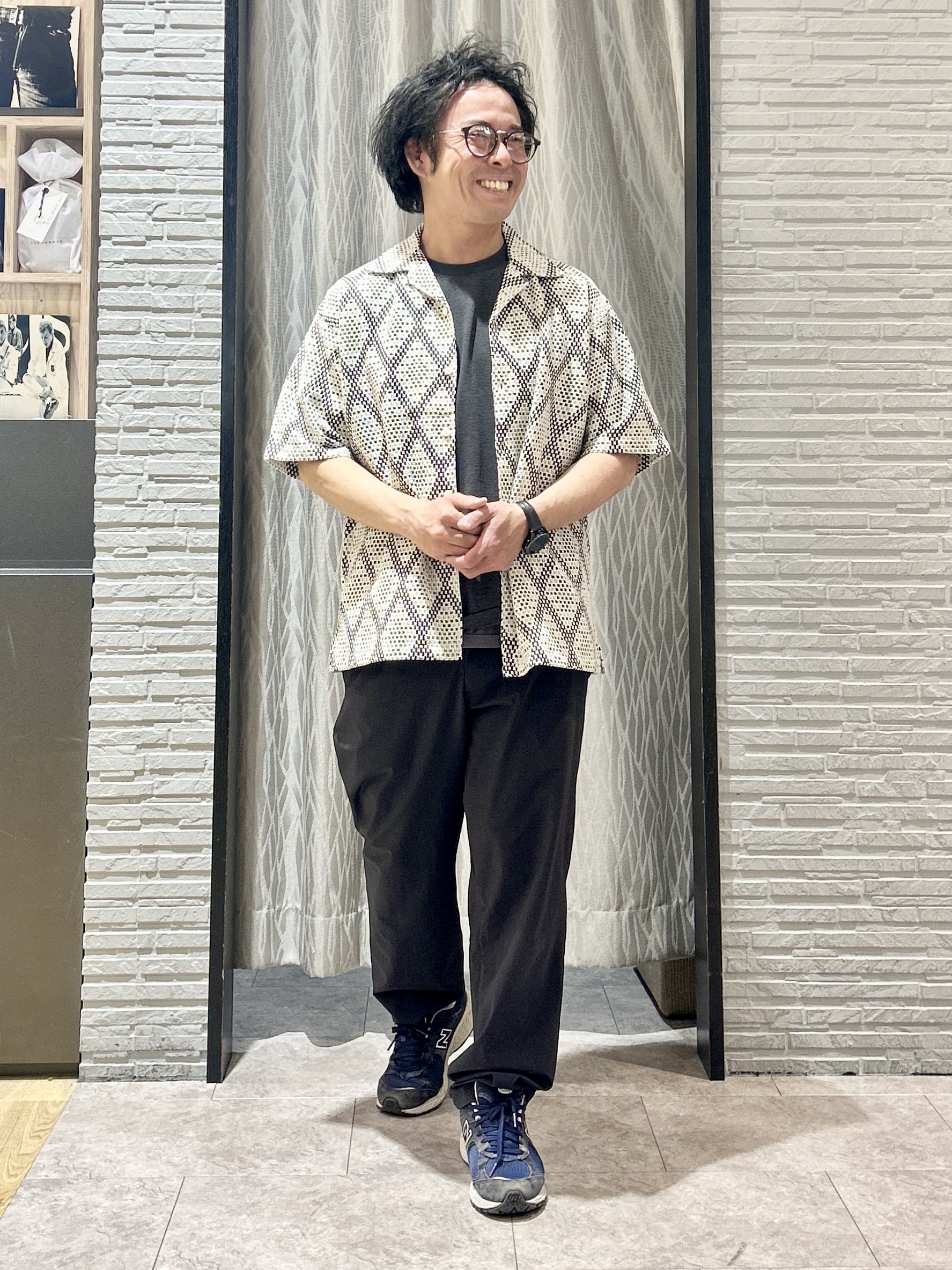 KENJI Iさんの「THE SHOP TK｜アーガイル柄 レース半袖シャツ 洗濯機OK」を使ったコーディネート