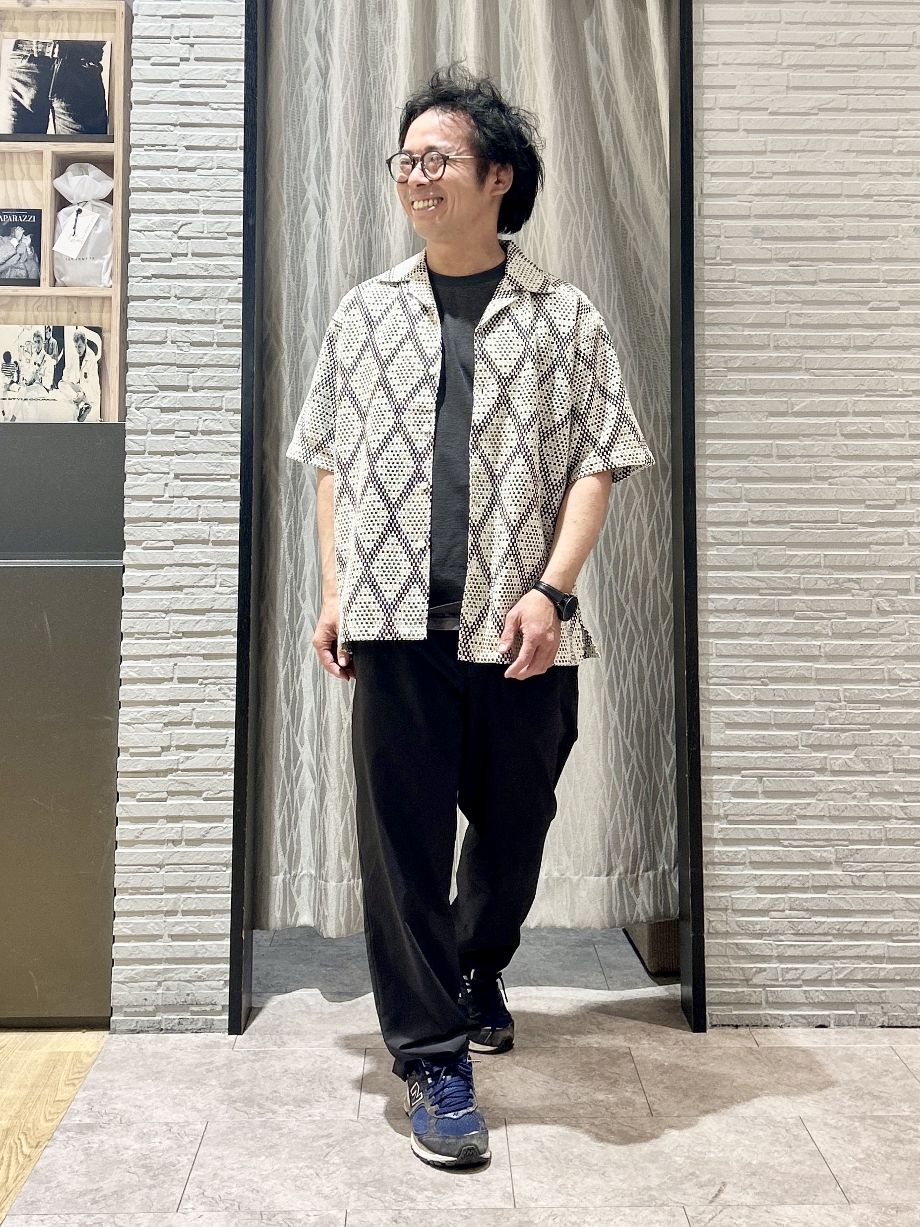KENJI Iさんの「THE SHOP TK｜アーガイル柄 レース半袖シャツ 洗濯機OK」を使ったコーディネート
