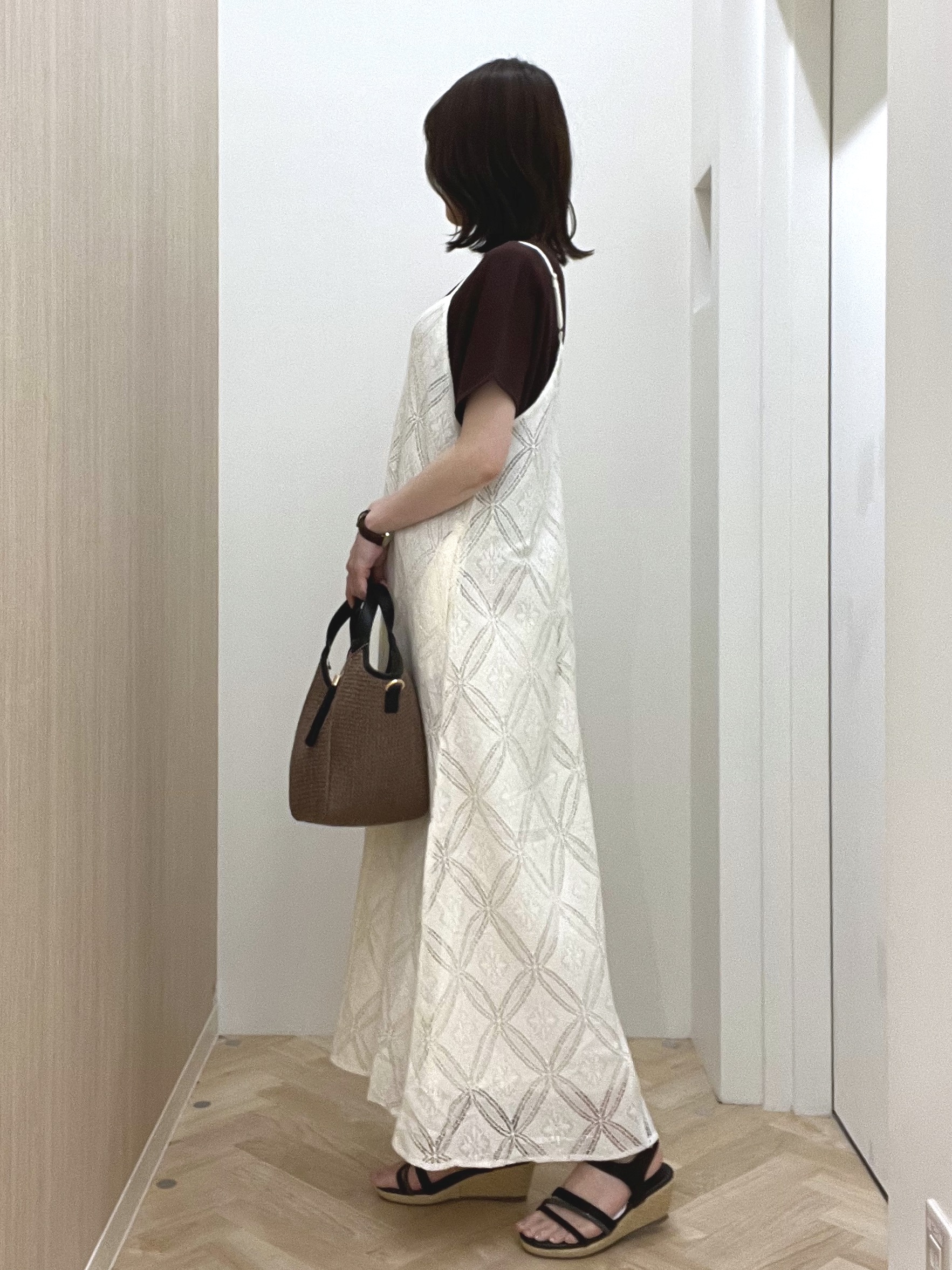  おまつさんの「grove｜【貴島明日香さん着用・洗える】レースキャミワンピース」を使ったコーディネート
