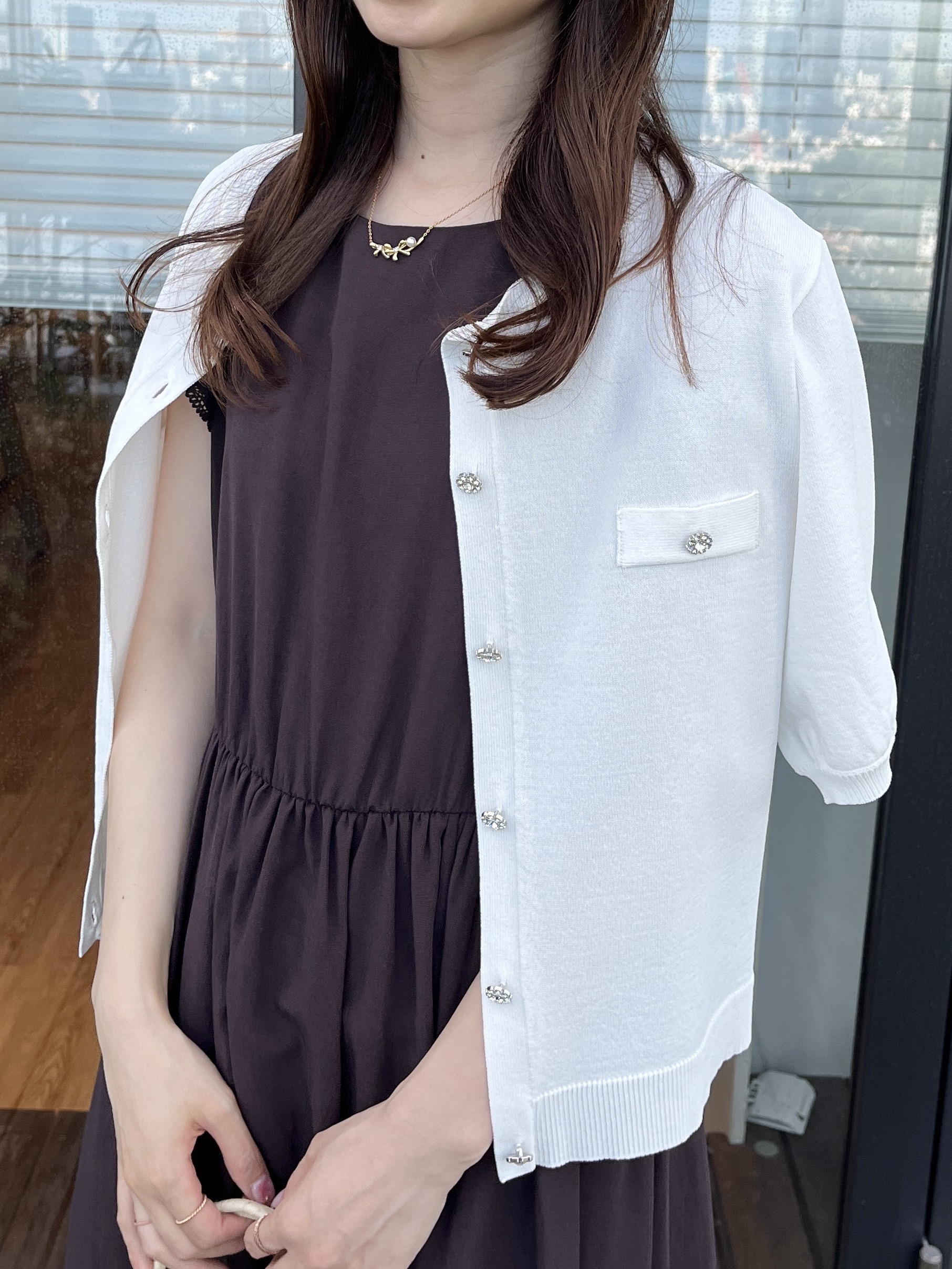 はばさんの「Couture brooch｜【洗える】バックリボンOP」を使ったコーディネート