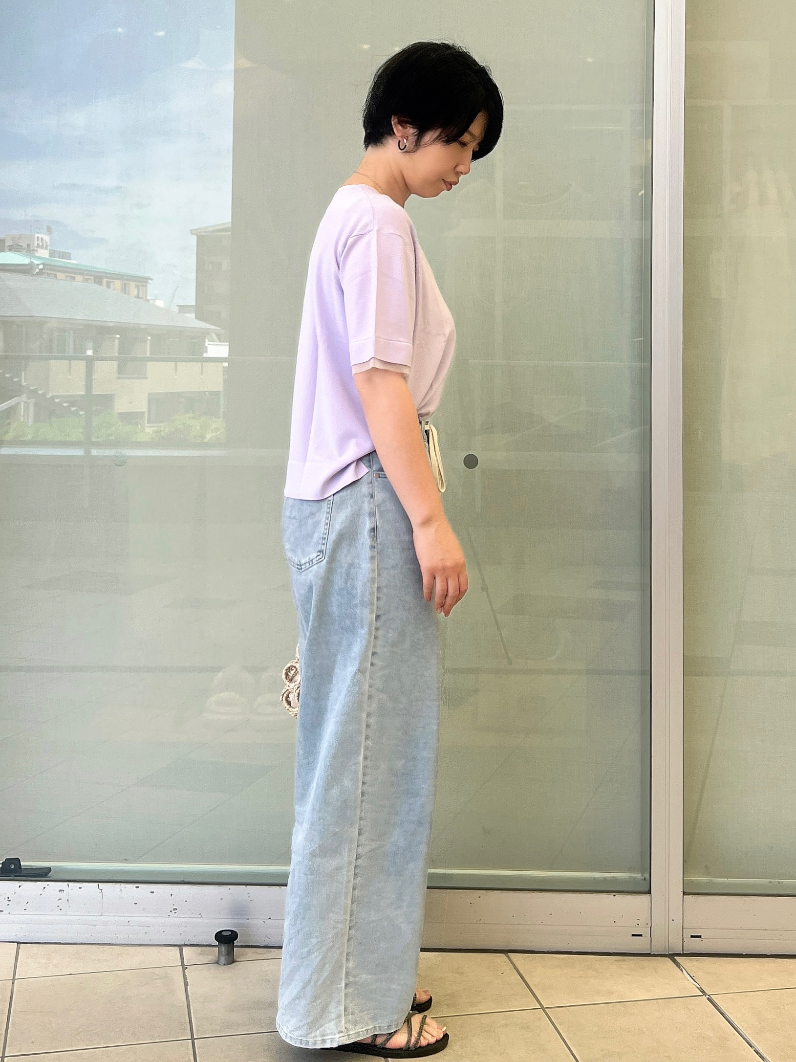 yo-koさんの「OPAQUE.CLIP｜【UV／接触冷感／抗ピル】シアー＆レイヤード風さらりニット《洗濯機OK》」を使ったコーディネート