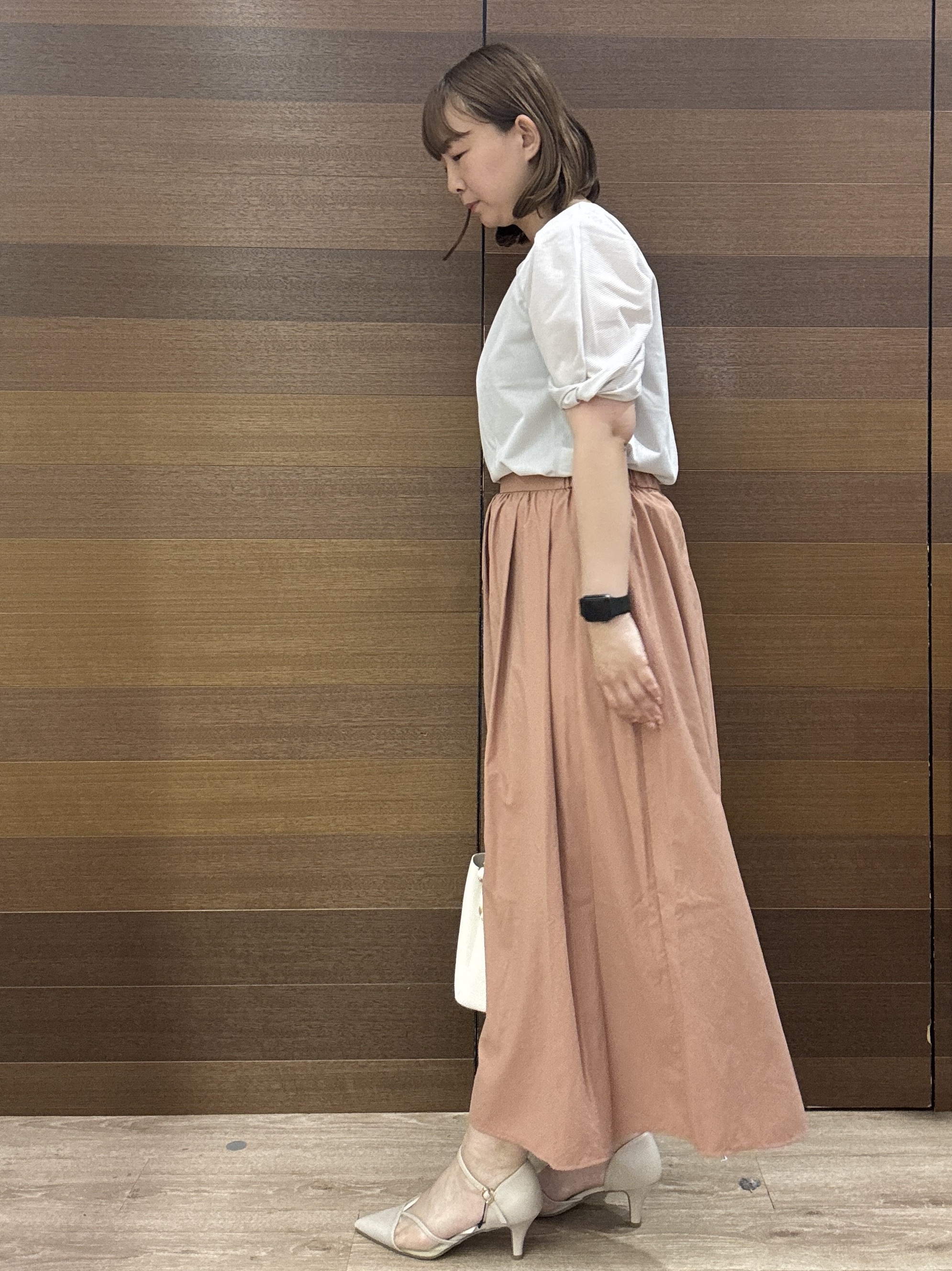 yumeさんの「OPAQUE.CLIP｜【吸水速乾】ストライプ調デザインスリーブトップス《洗濯機OK》」を使ったコーディネート
