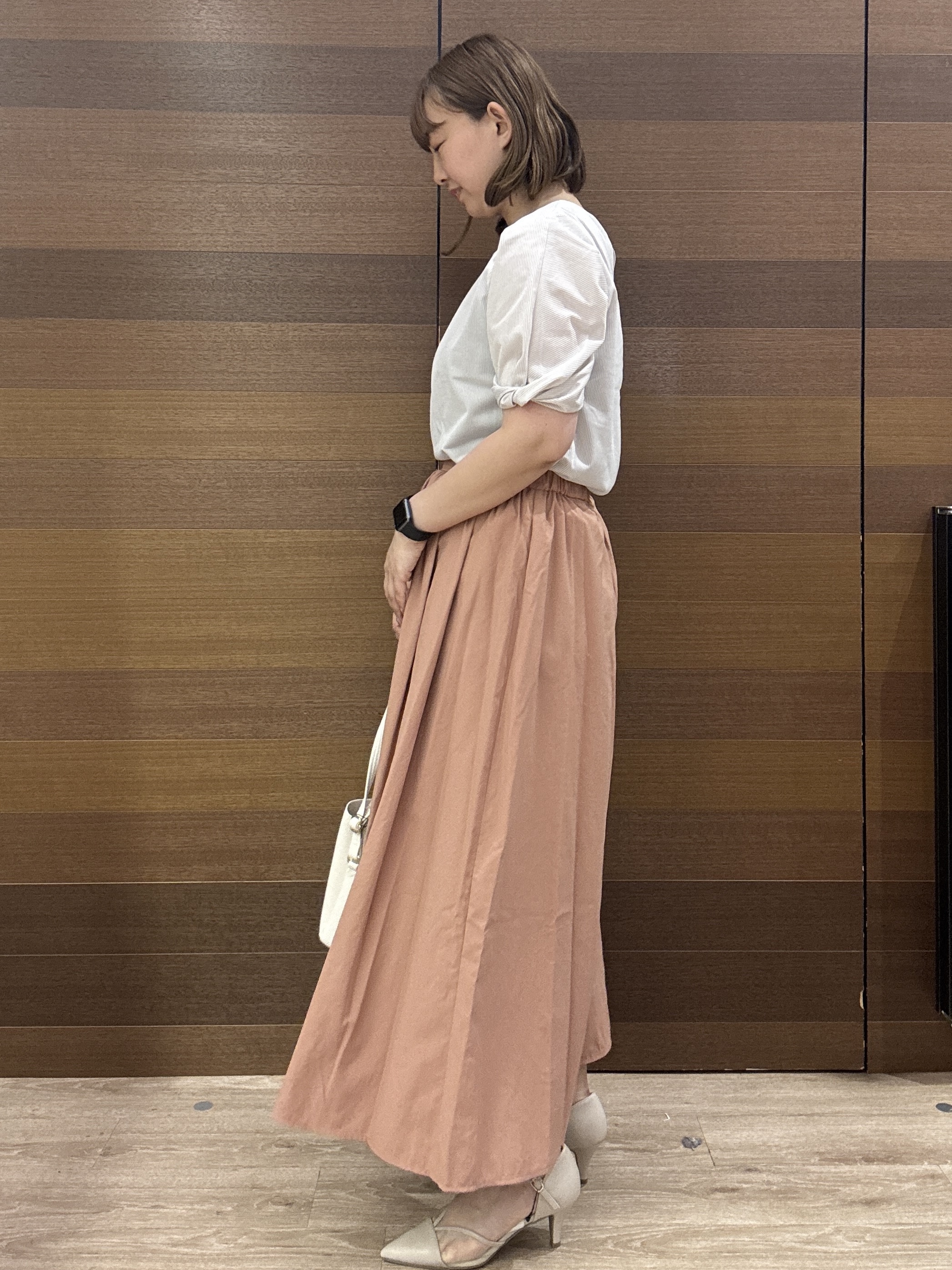 yumeさんの「OPAQUE.CLIP｜【吸水速乾】ストライプ調デザインスリーブトップス《洗濯機OK》」を使ったコーディネート