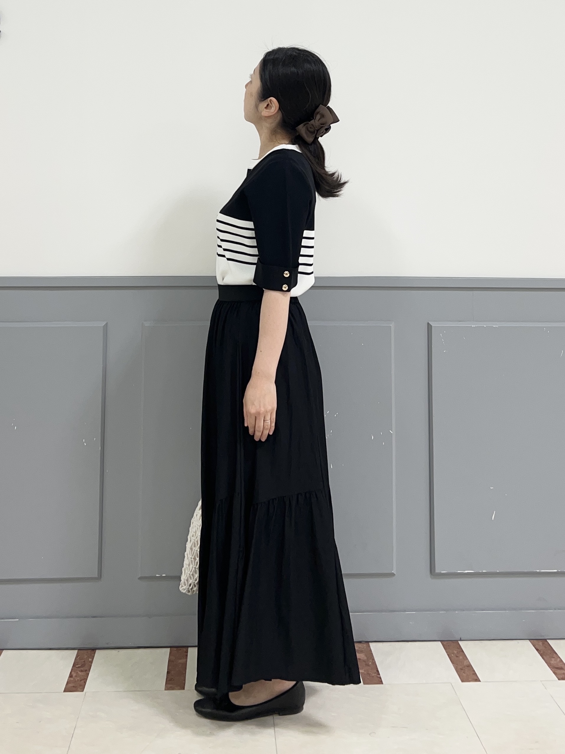 yuuさんの「grove｜【シリーズ累計36万枚/名品ニット】やわらかドライタッチ 袖メッシュ編みニット」を使ったコーディネート