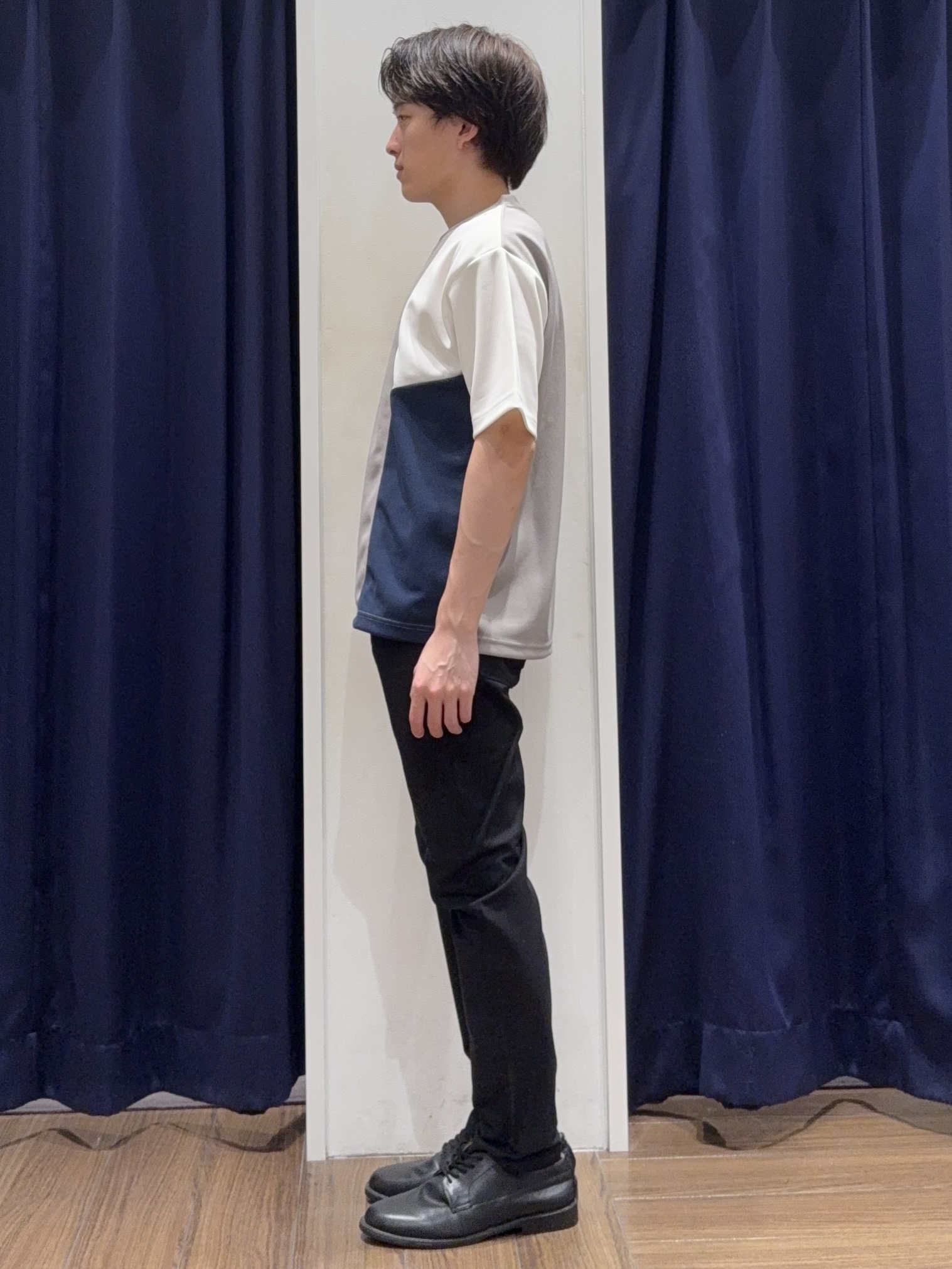 カシマさんの「THE SHOP TK｜【一枚で着映える】パターンブロッキング 半袖Tシャツ 洗濯機OK」を使ったコーディネート