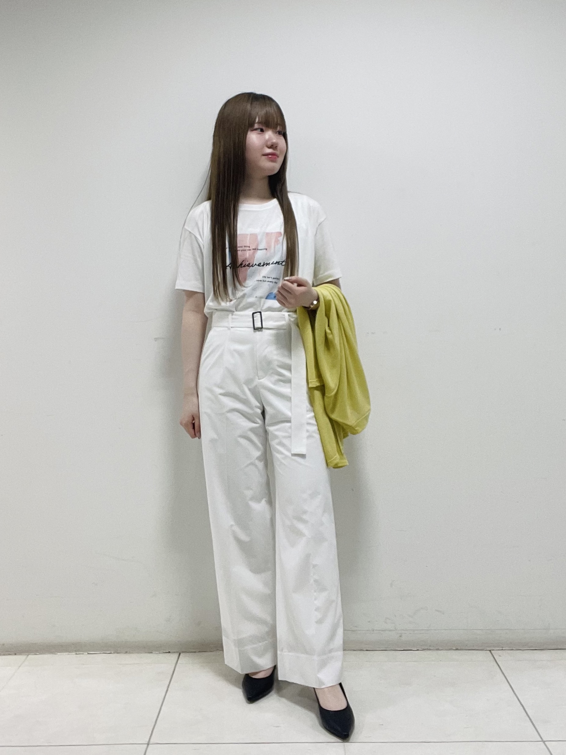 mさんの「INDIVI｜【洗える／アンサンブル可能】シアースストライプカーディガン」を使ったコーディネート