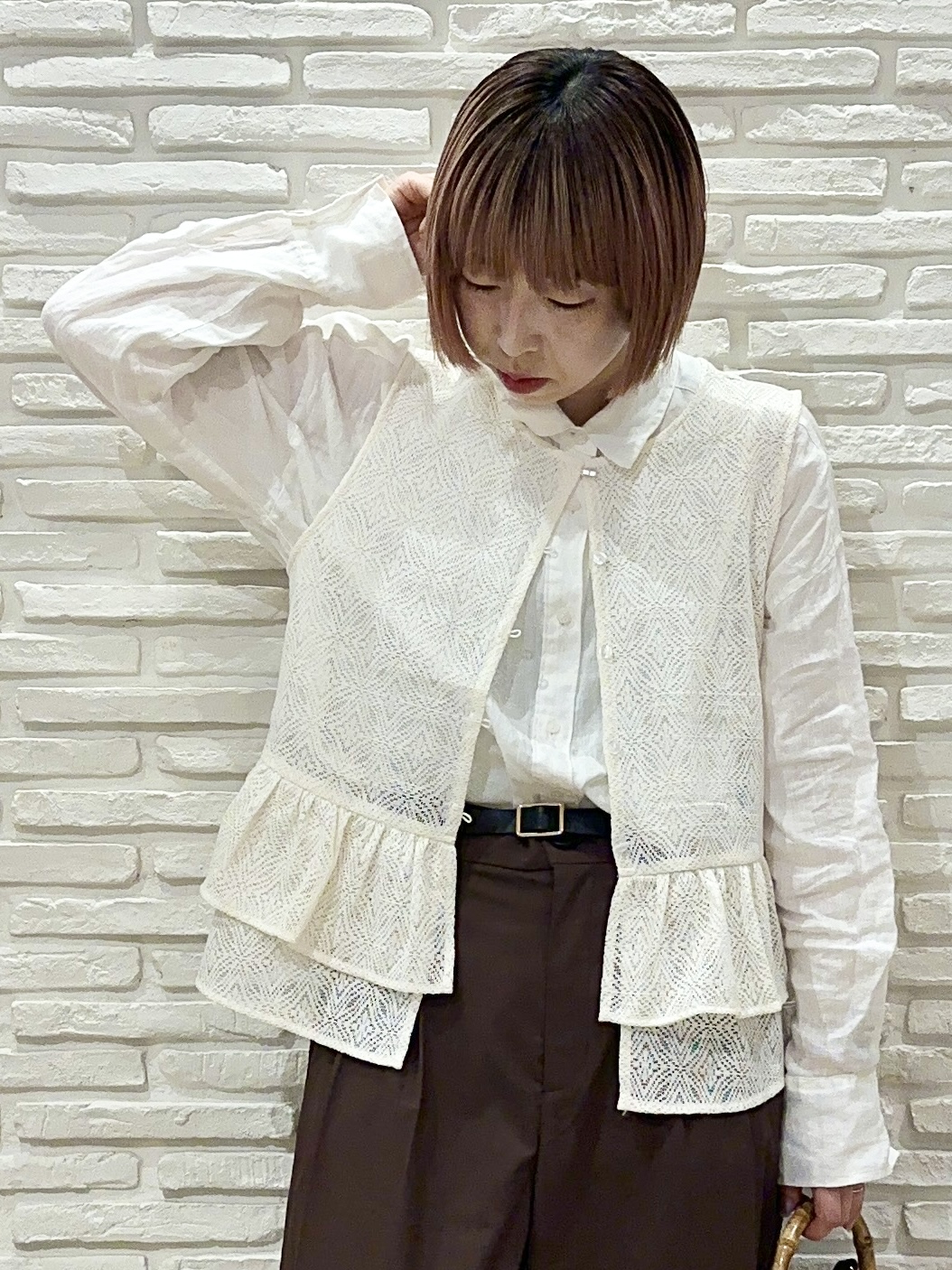 Hana...eさんの「index｜レースペプラムジレ【洗濯機OK】」を使ったコーディネート