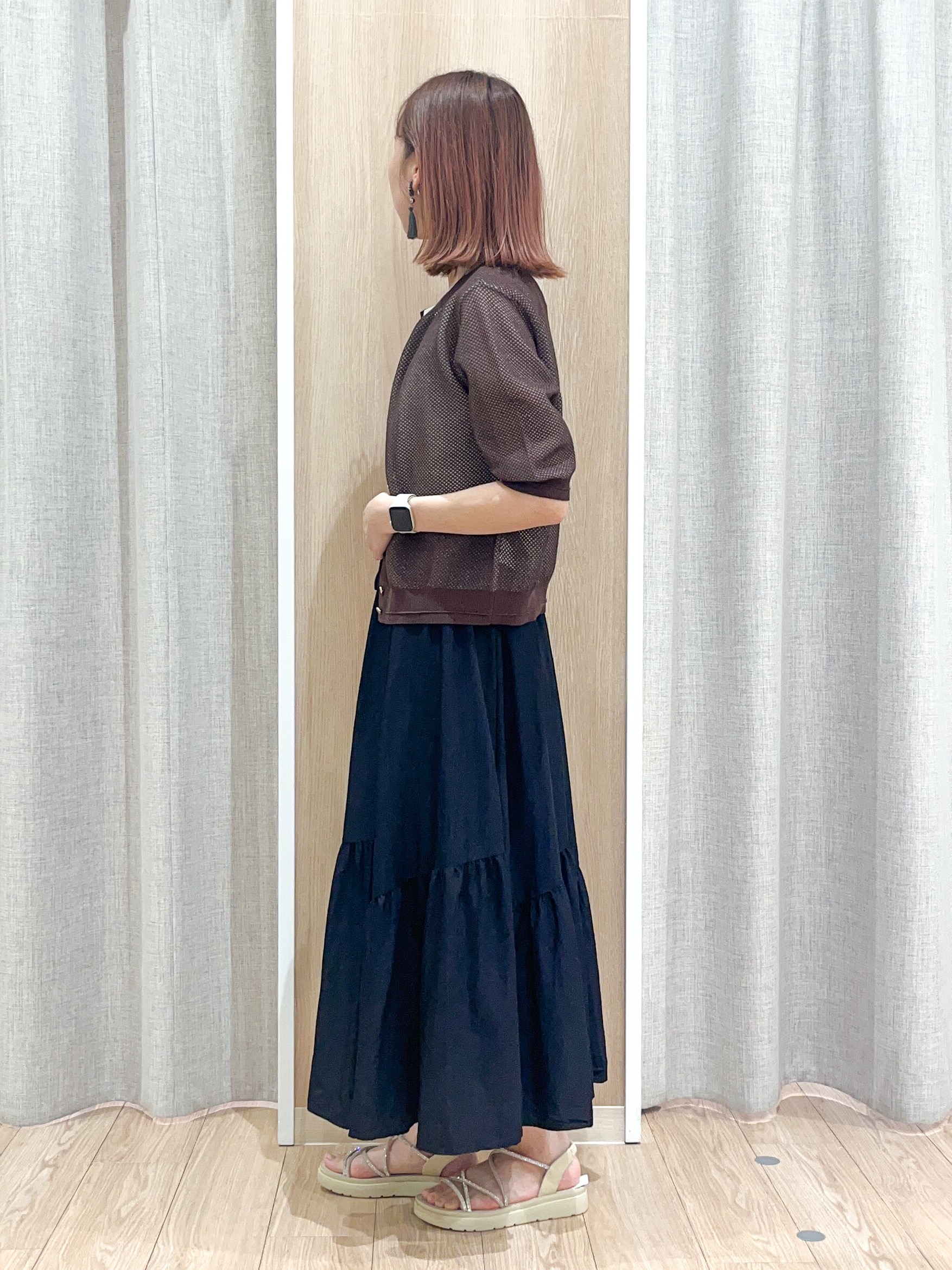 みーちゃんさんの「grove｜【貴島明日香さん着用・洗える】透けない、大人のメッシュカーディガン」を使ったコーディネート