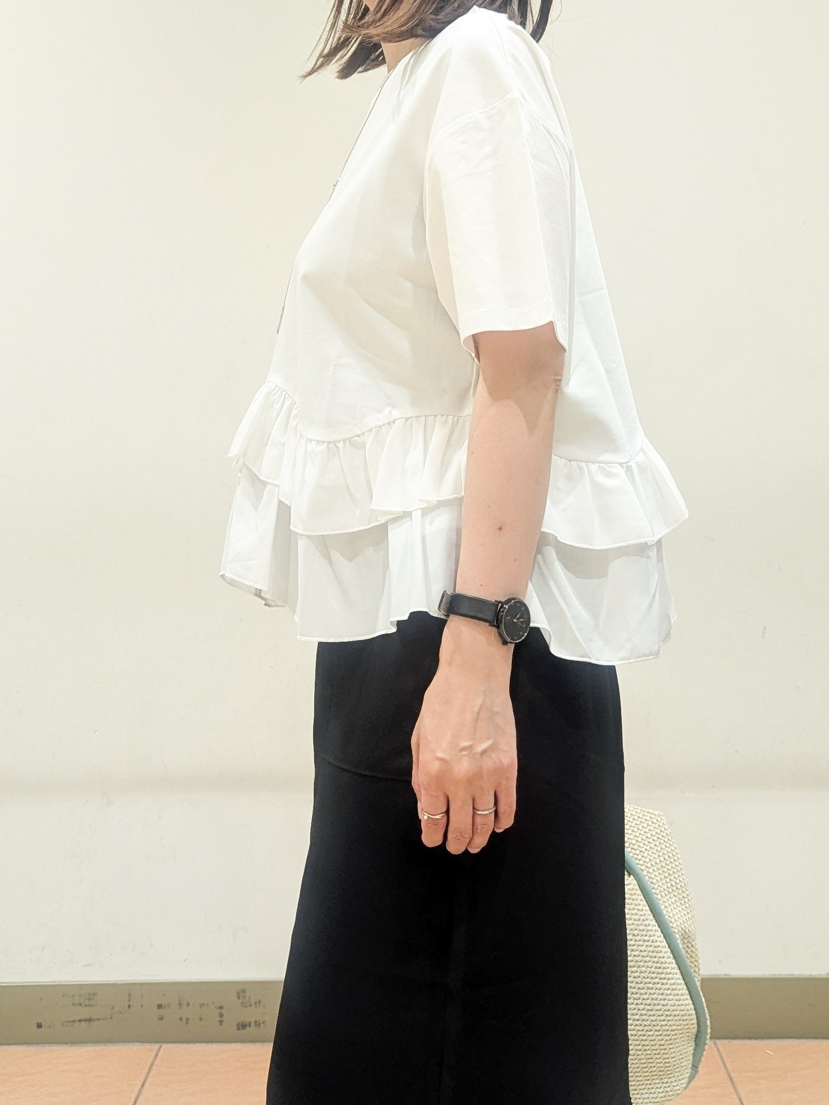 Miさんの「OPAQUE.CLIP｜裾フリルドッキングTシャツ【洗濯機OK】」を使ったコーディネート