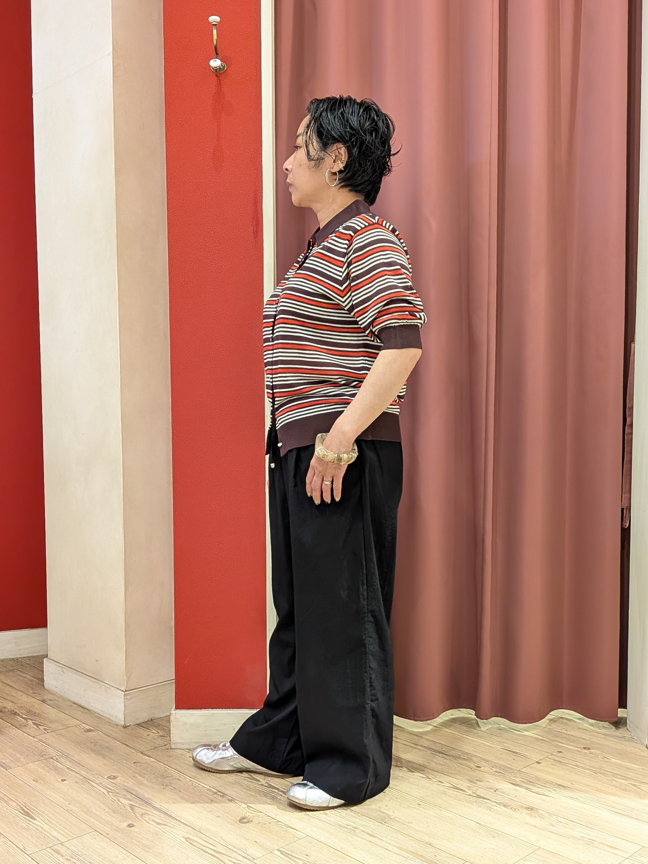 cameさんの「SHOO･LA･RUE｜【S-LL/洗濯機可】ほんのりシアーの襟付きニットカーディガン」を使ったコーディネート