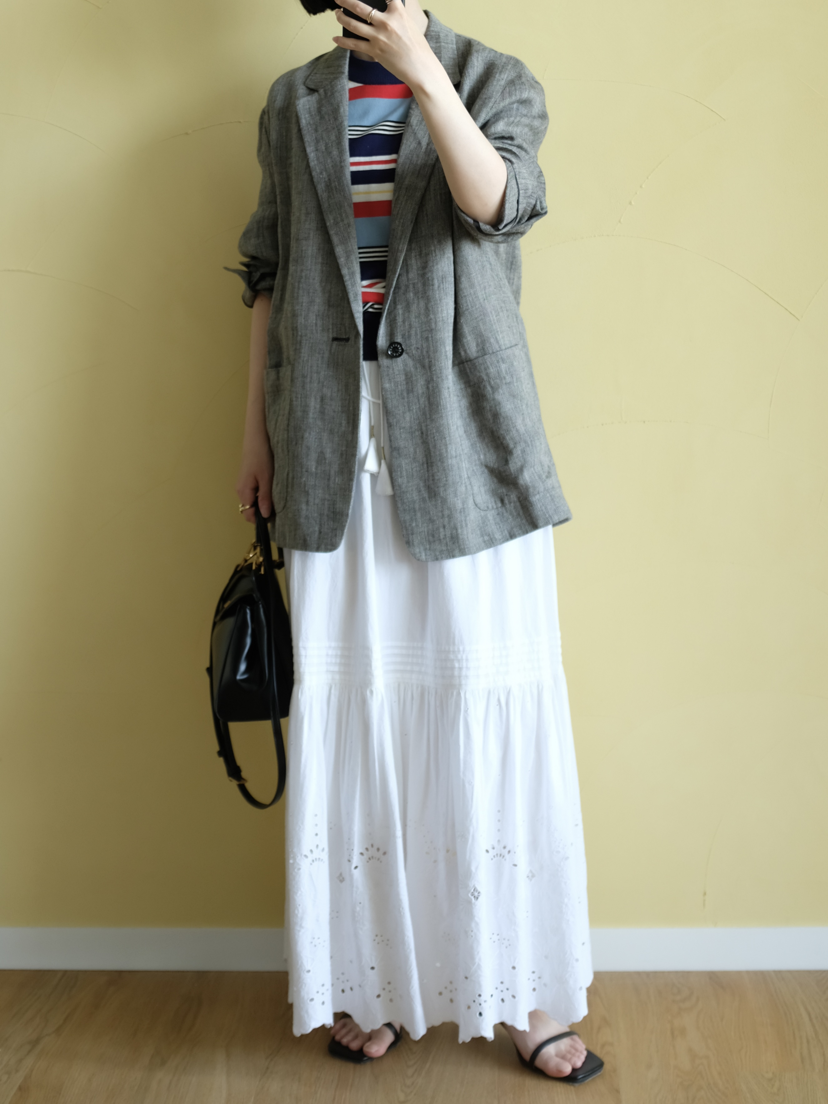Kishimotoさんの「DRESSTERIOR｜【otonaMUSE5月号掲載】コットンシルクマルチボーダーニット」を使ったコーディネート