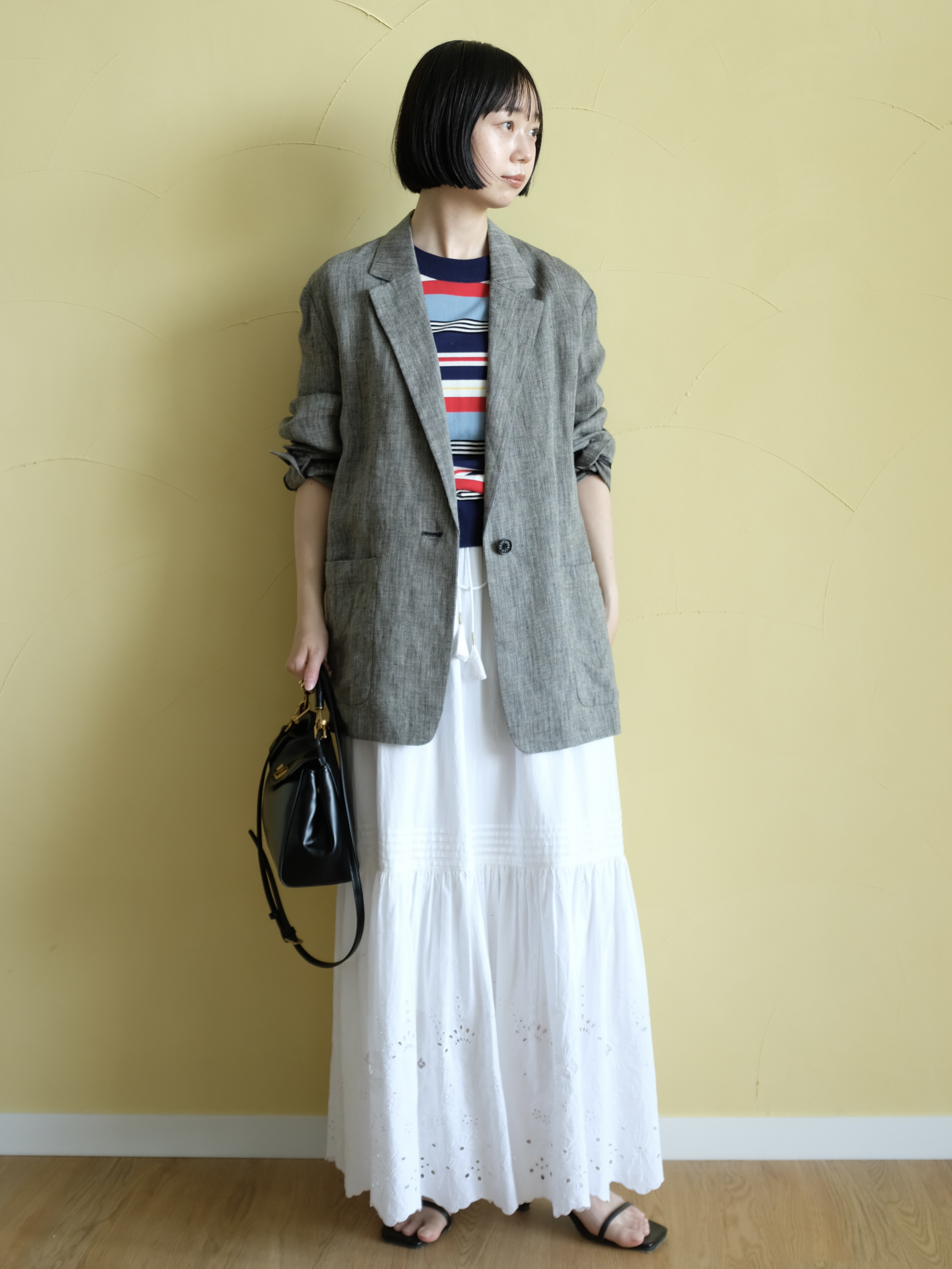 Kishimotoさんの「DRESSTERIOR｜【otonaMUSE5月号掲載】コットンシルクマルチボーダーニット」を使ったコーディネート