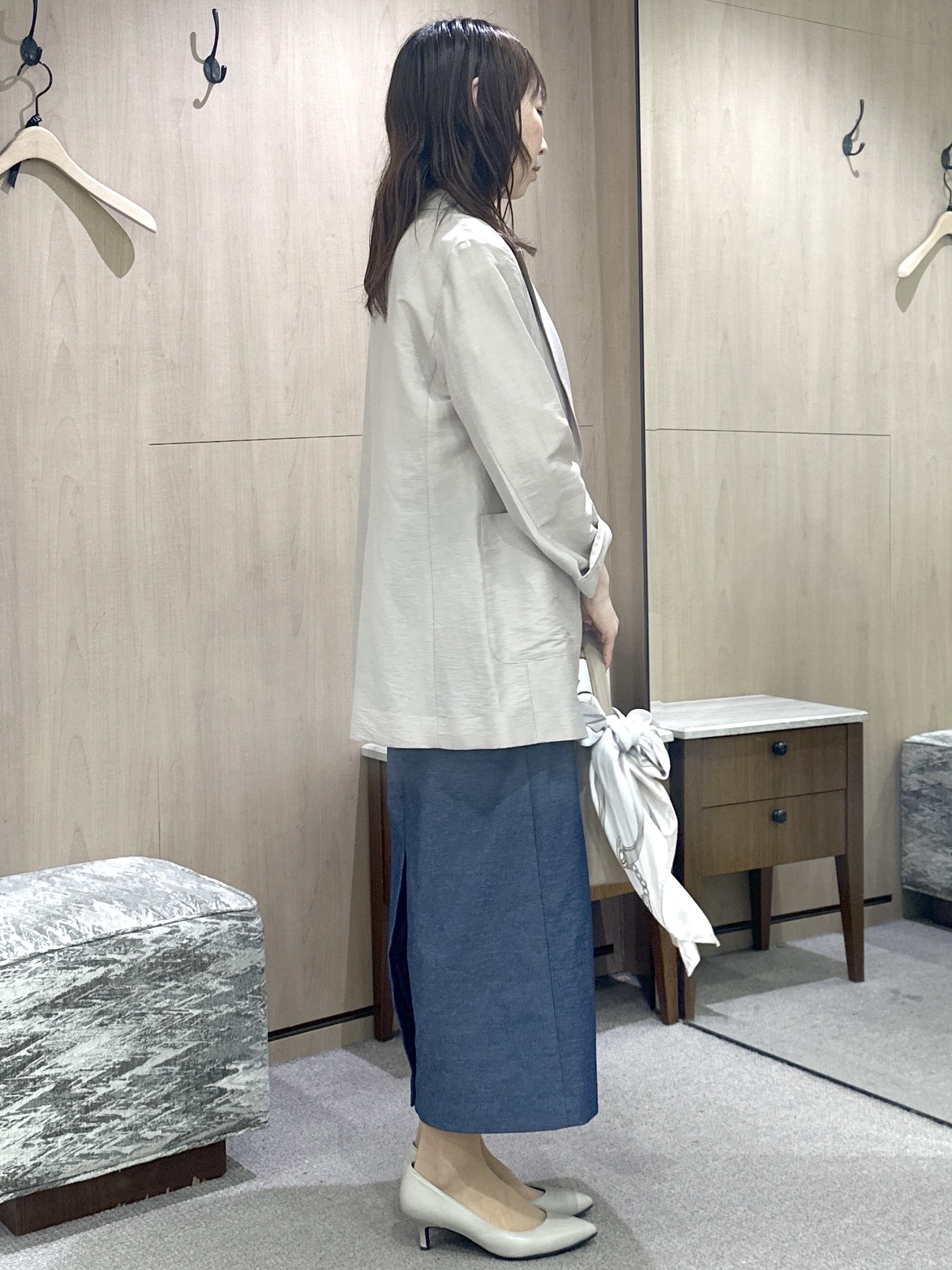 Miwaさんの「UNTITLED｜【程よいシアー感/洗える】エアリーバイオジャケット」を使ったコーディネート