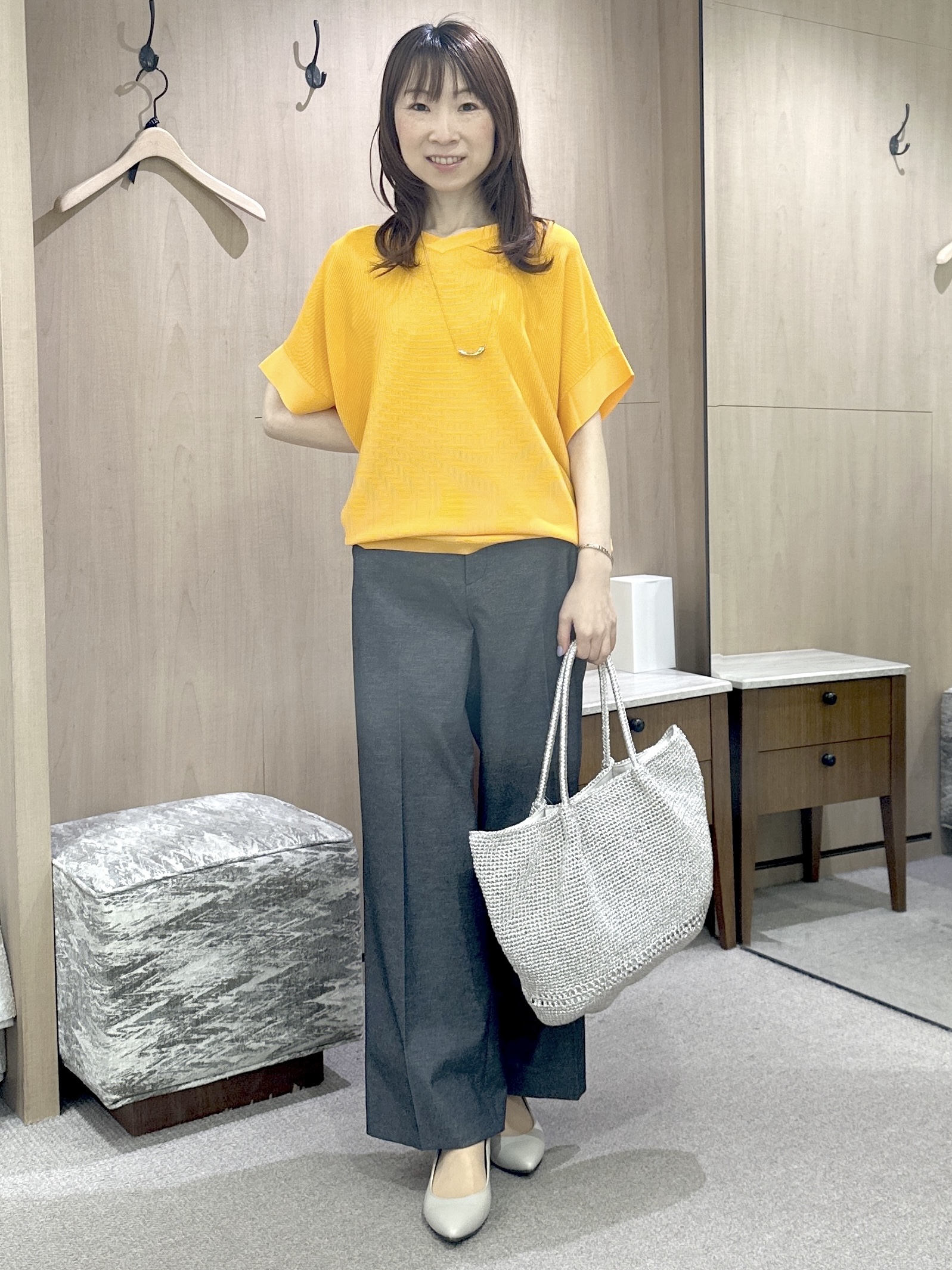 Miwaさんの「UNTITLED｜【11色展開/体型カバー】前後2WAYフレンチスリーブニット」を使ったコーディネート