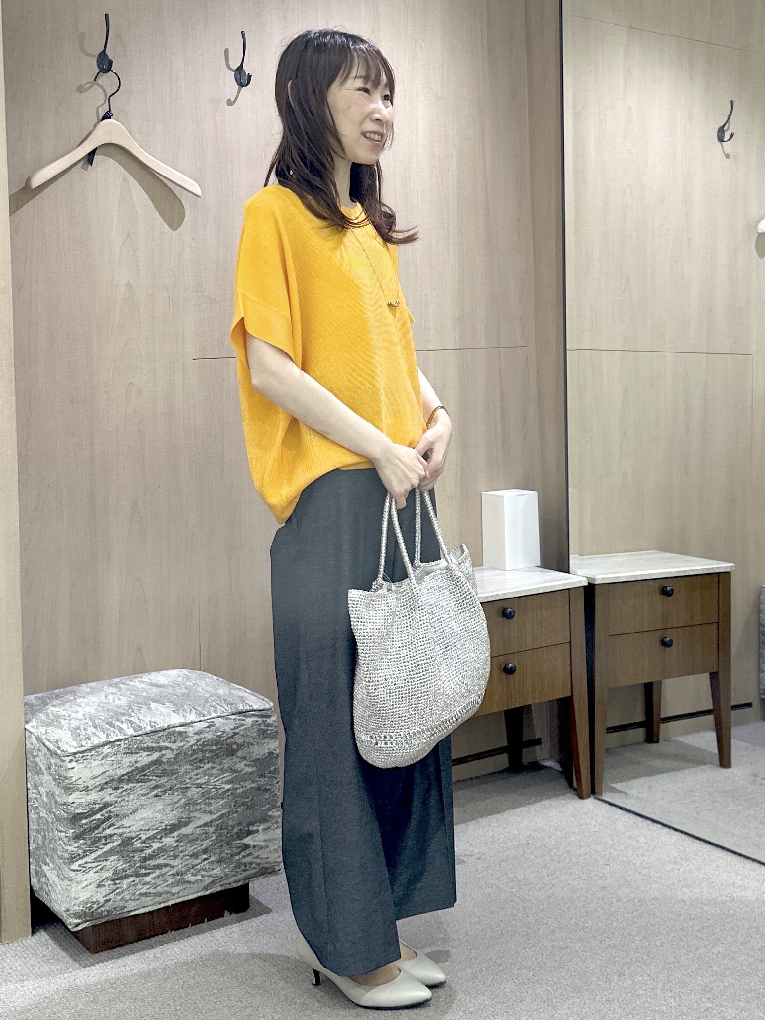Miwaさんの「UNTITLED｜【11色展開/体型カバー】前後2WAYフレンチスリーブニット」を使ったコーディネート