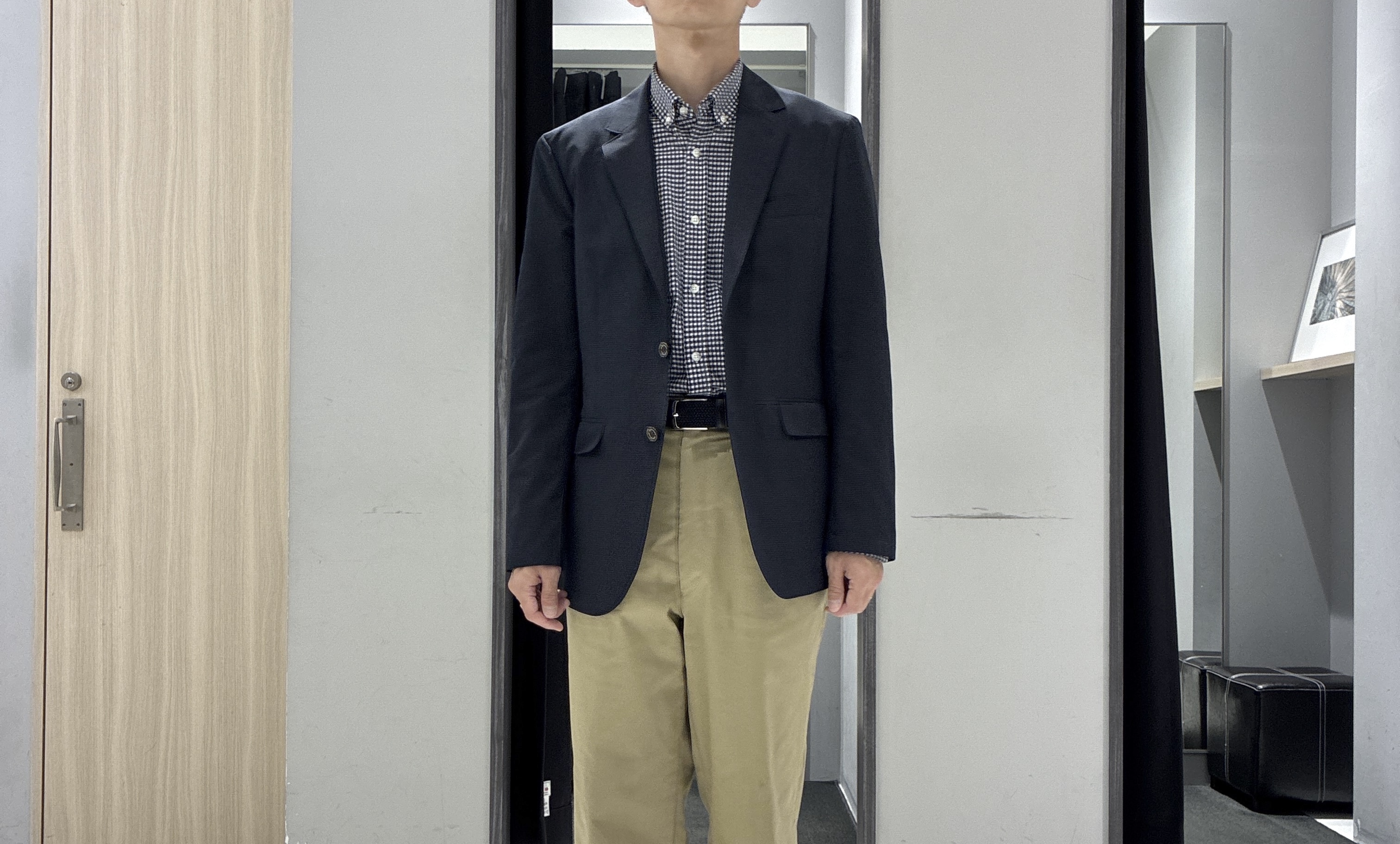 わいずみさんの「TAKEO KIKUCHI｜【抗菌防臭】COOL DOTS（R）ドビープリント ジャケット」を使ったコーディネート