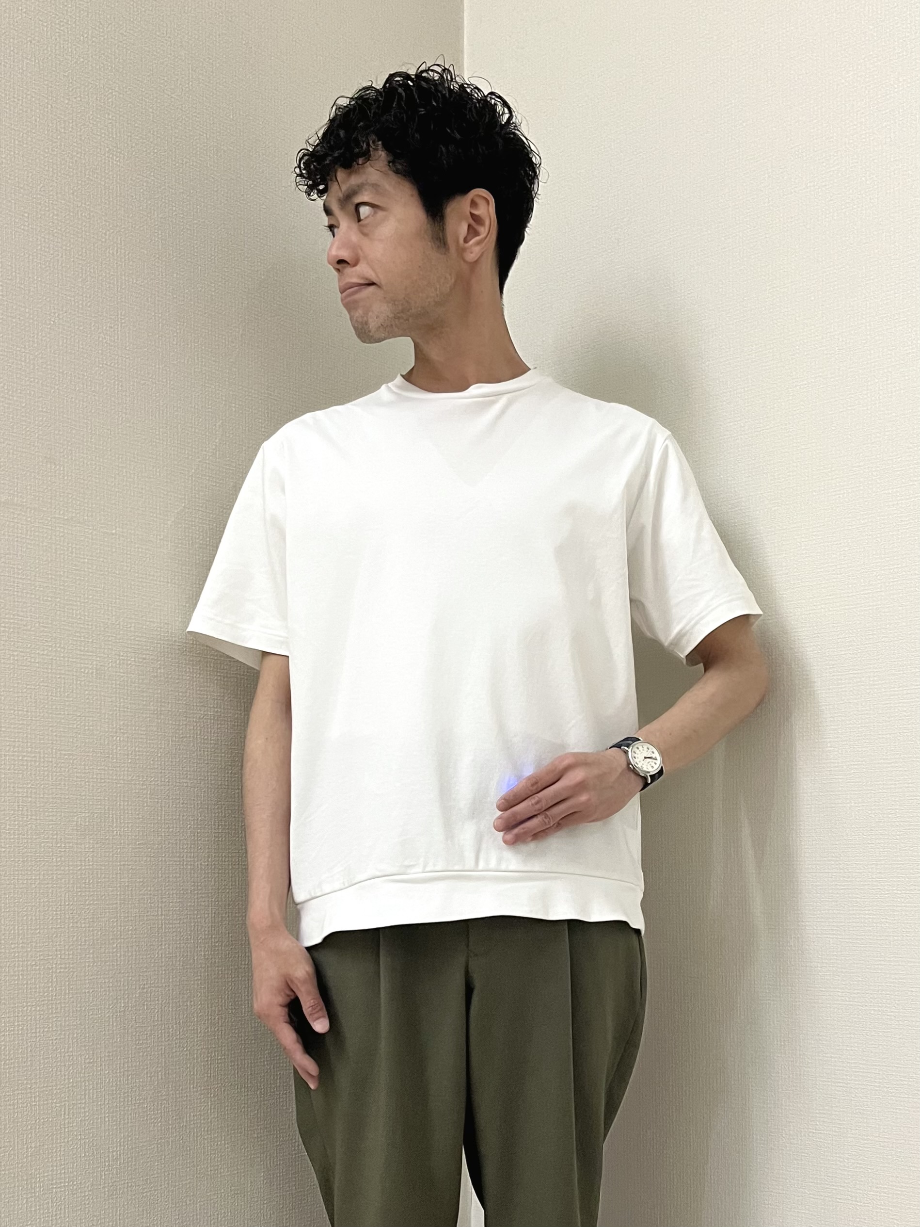 URAさんの「TAKEO KIKUCHI｜【通気性】トリコットサッカー オープンカラー シャツ」を使ったコーディネート