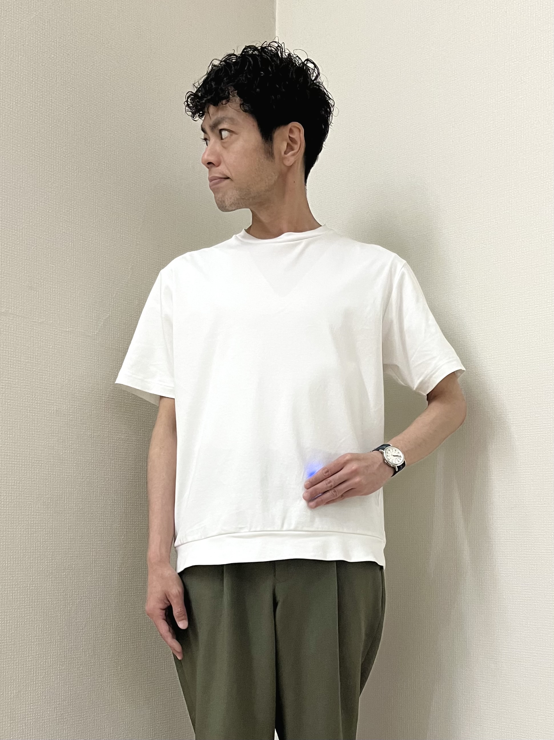 URAさんの「TAKEO KIKUCHI｜【通気性】トリコットサッカー オープンカラー シャツ」を使ったコーディネート