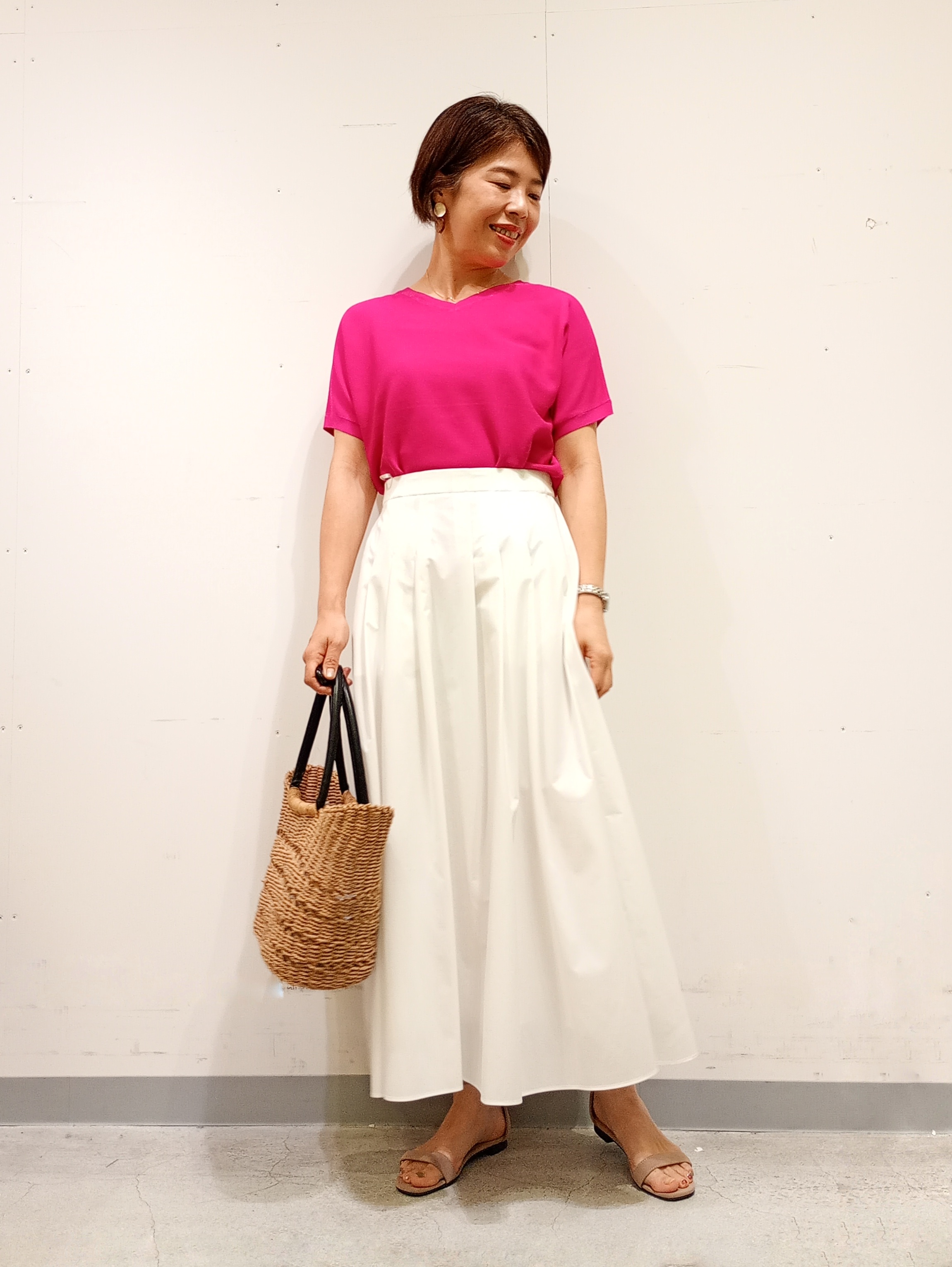 Kさんの「INDIVI｜【接触冷感／2WAY】カシュクールリネンシャツ」を使ったコーディネート