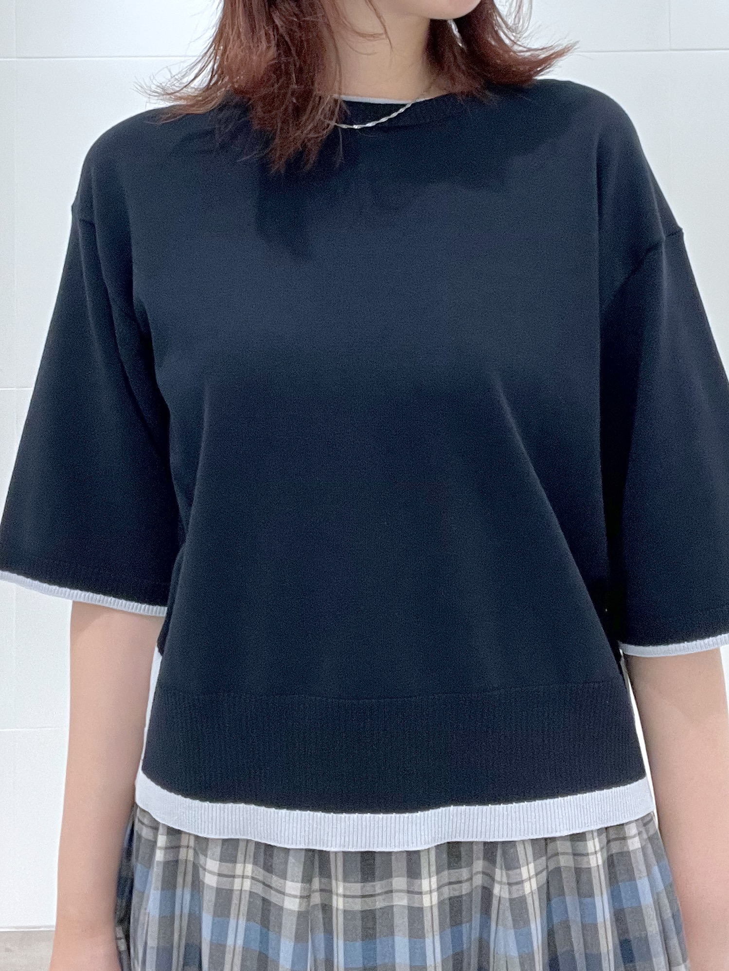 Makinoさんの「Dessin｜【洗える】バイカラーボクシーシルエットニット」を使ったコーディネート