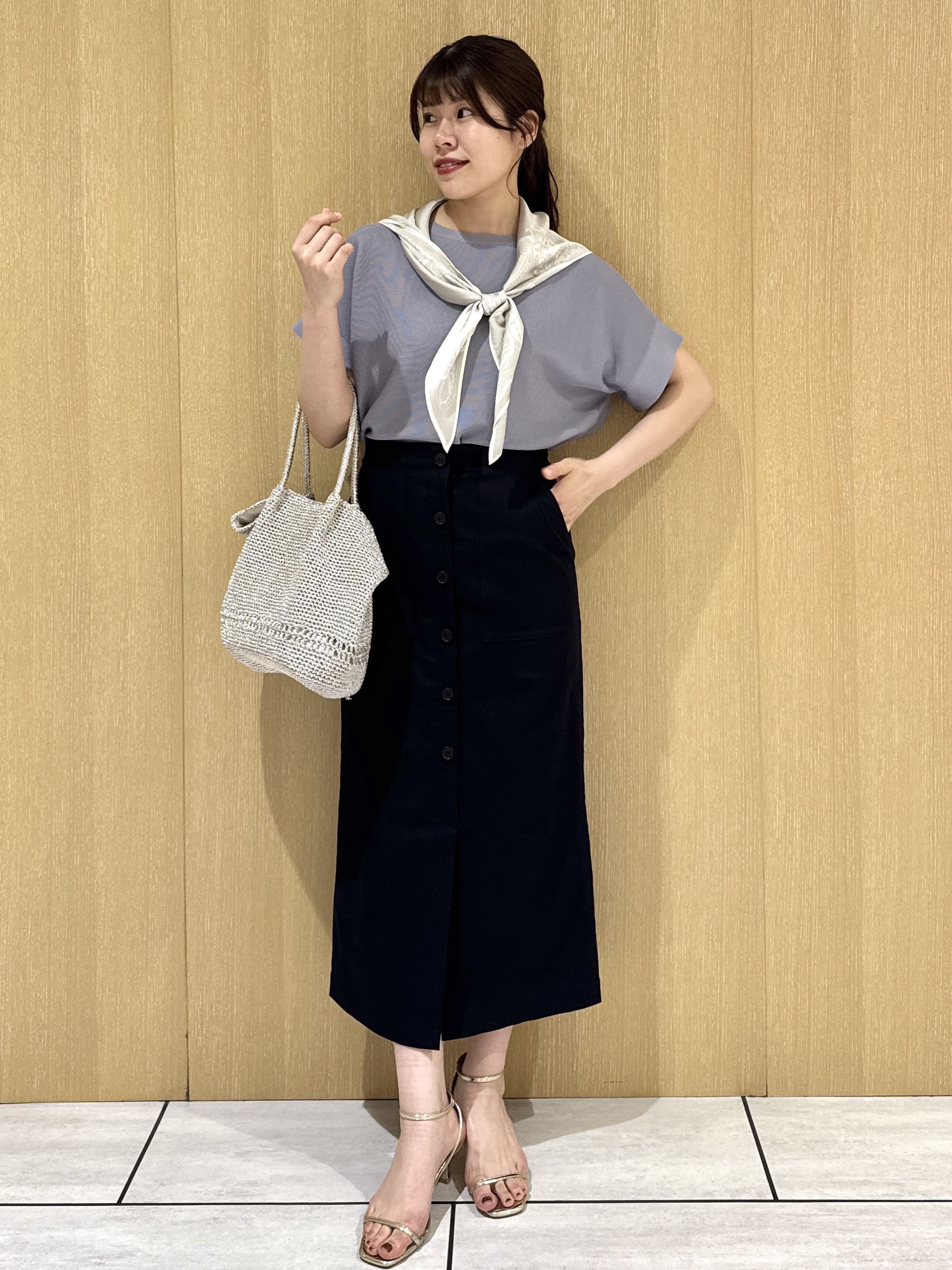 nanaさんの「UNTITLED｜【11色展開/体型カバー】前後2WAYフレンチスリーブニット」を使ったコーディネート