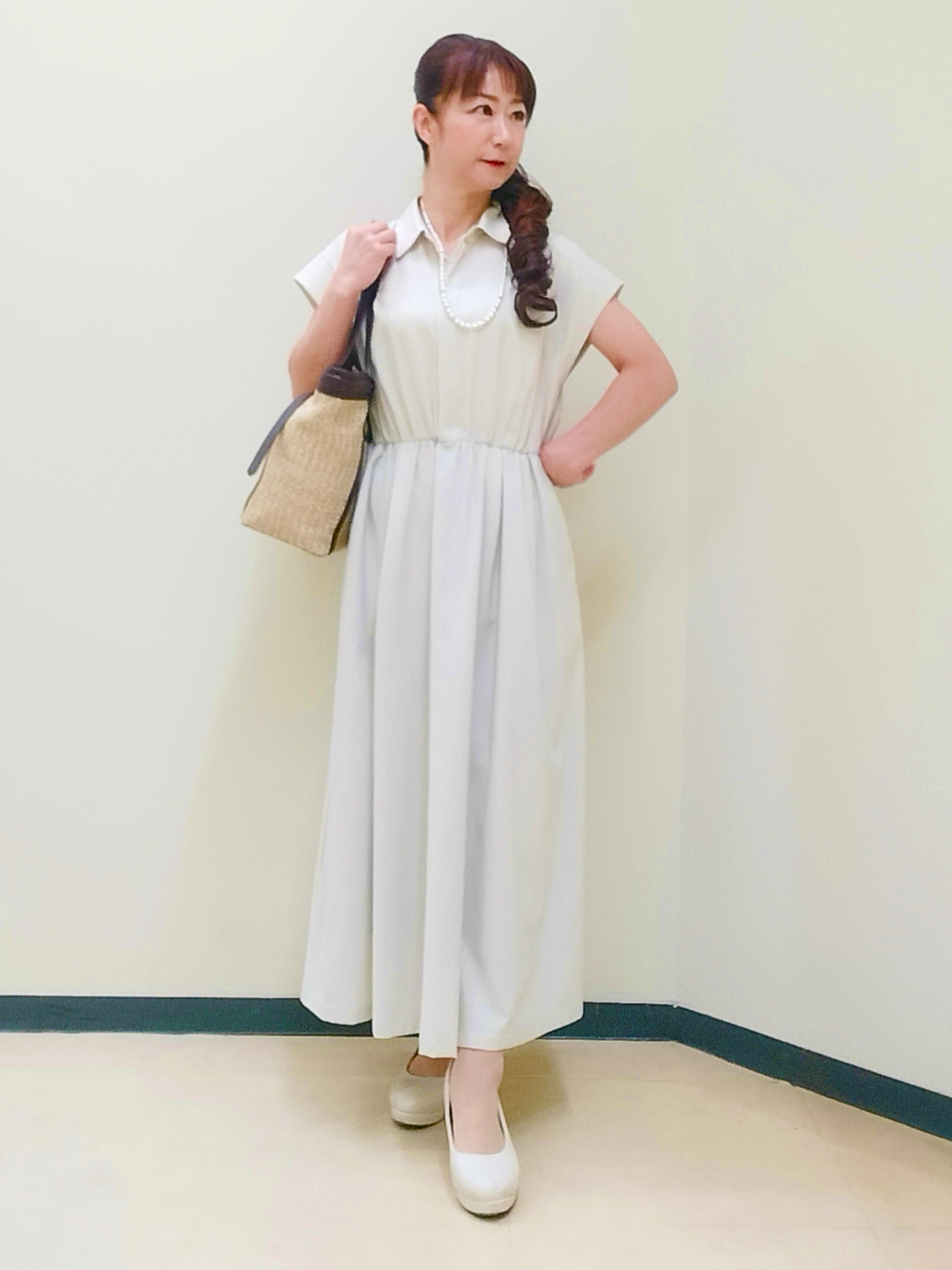 花さんの「Reflect｜フレンチスリーブシャツワンピース」を使ったコーディネート