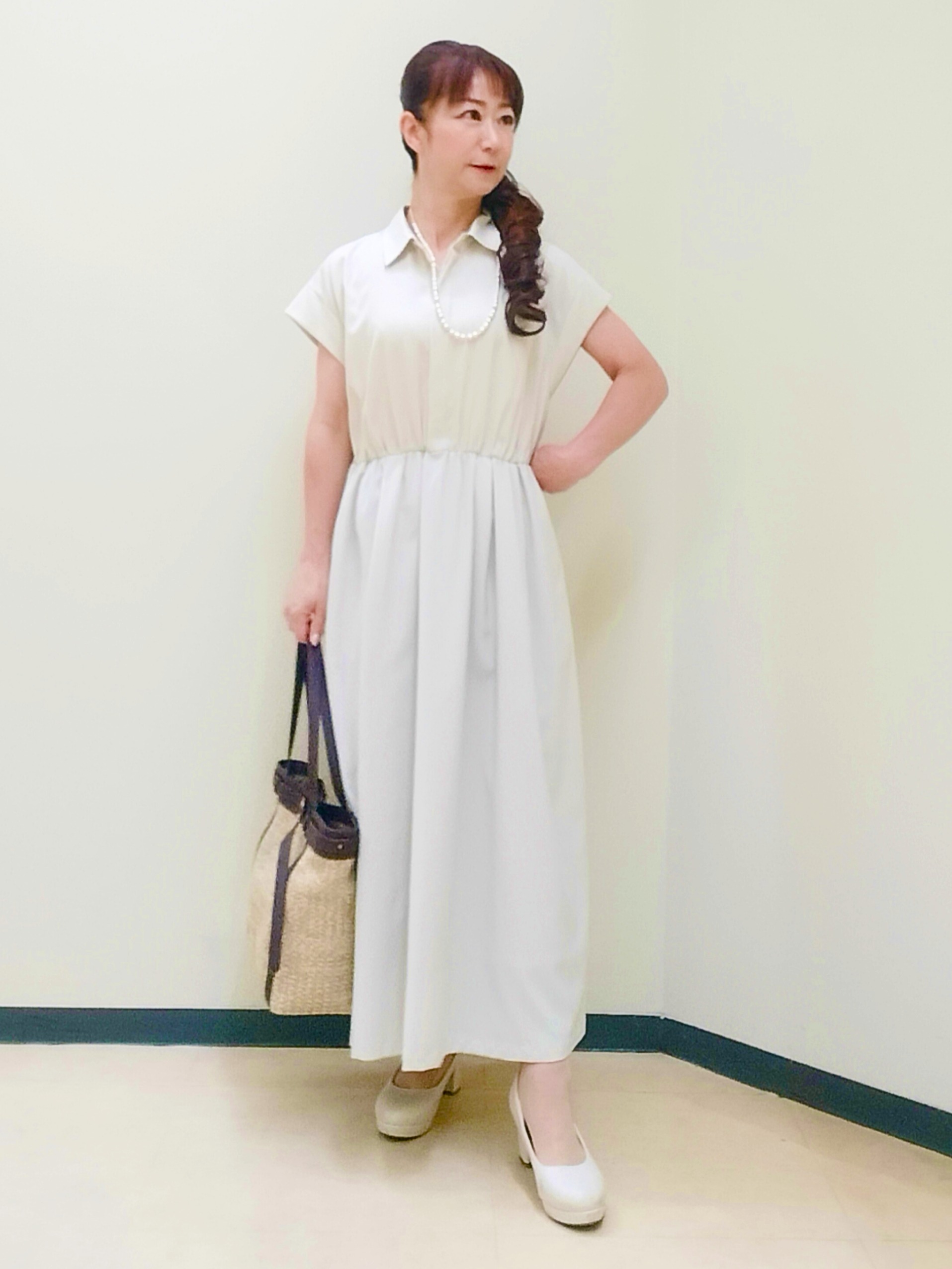 花さんの「Reflect｜フレンチスリーブシャツワンピース」を使ったコーディネート