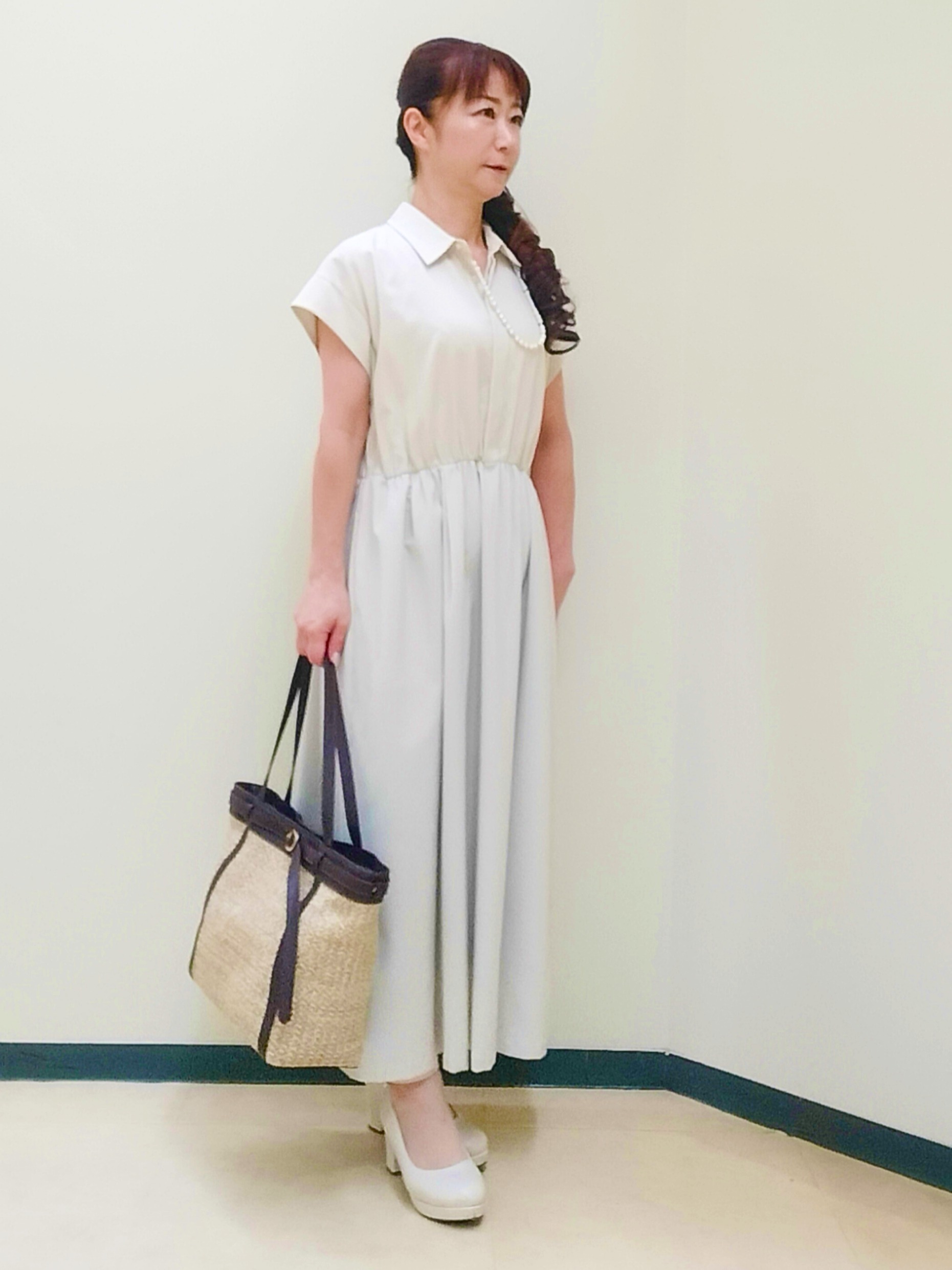 花さんの「Reflect｜フレンチスリーブシャツワンピース」を使ったコーディネート