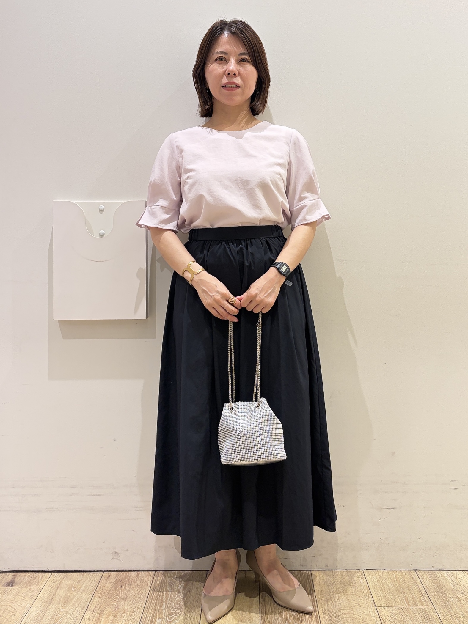 YUKOさんの「index｜【接触冷感】タックパフスリーブブラウス《吸水速乾／防シワ／洗濯機OK／XS～3L／6col》」を使ったコーディネート