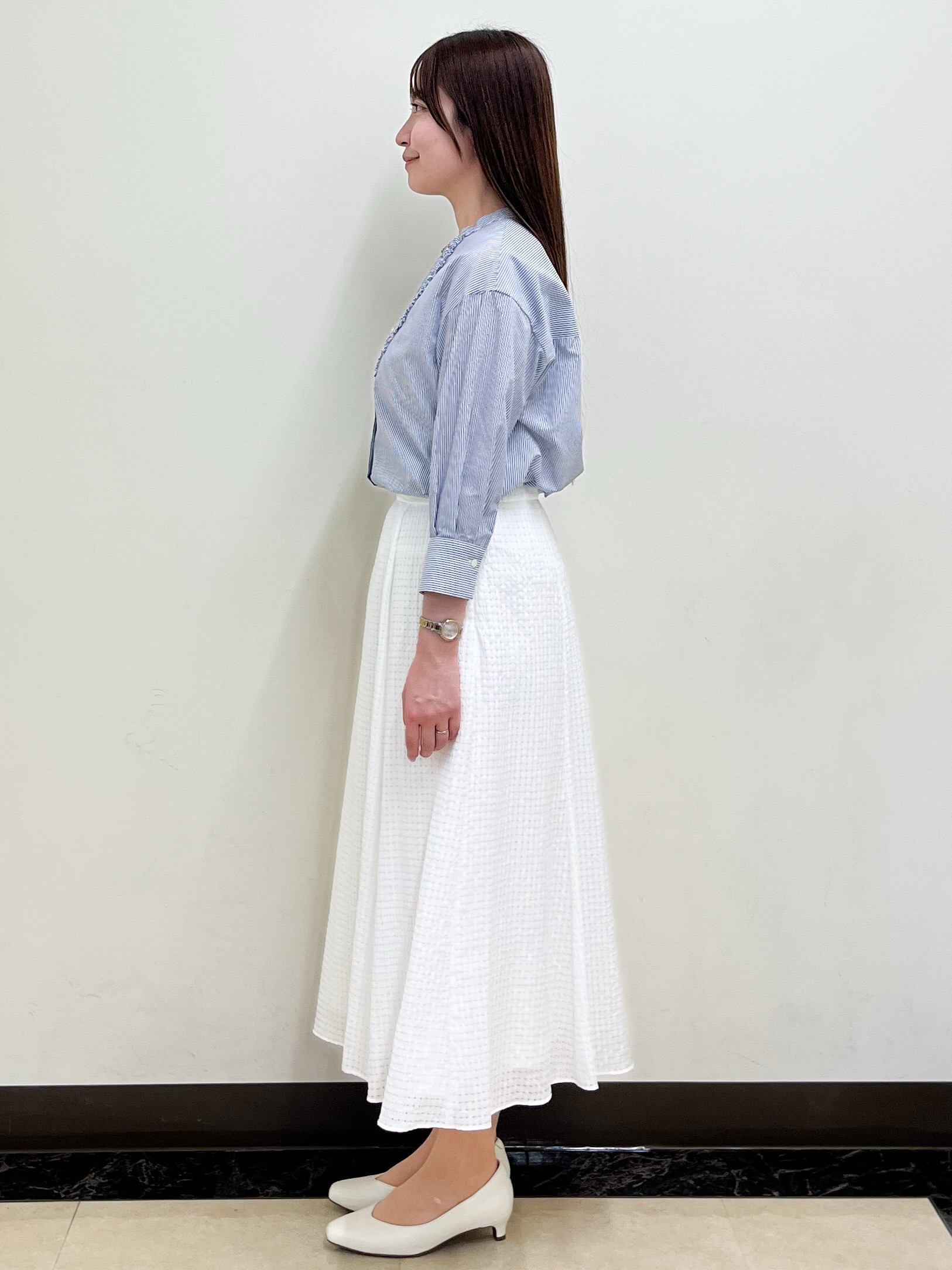 mikikoさんの「Reflect｜【接触冷感】八分袖フロントフリルブラウス」を使ったコーディネート