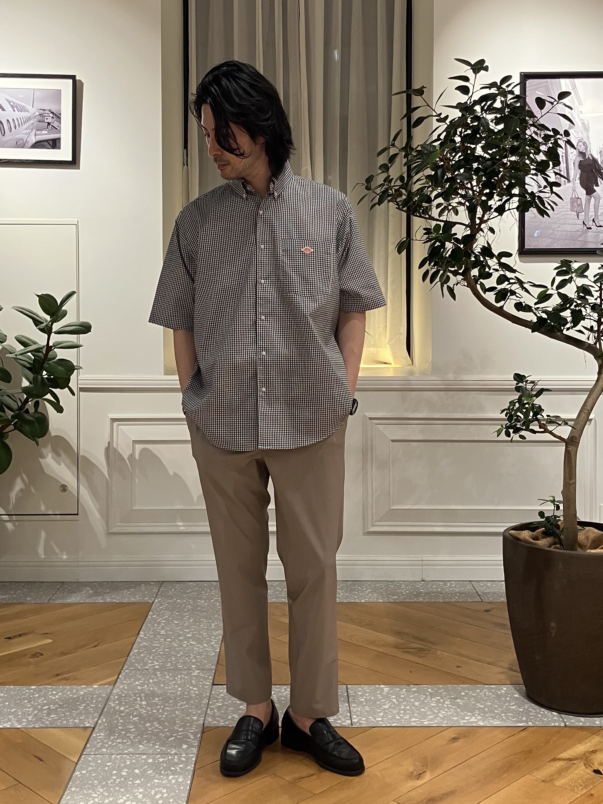 junyaさんの「DRESSTERIOR｜DANTON（ダントン）ドットボタン ボタンダウンシャツ ショートスリーブ」を使ったコーディネート