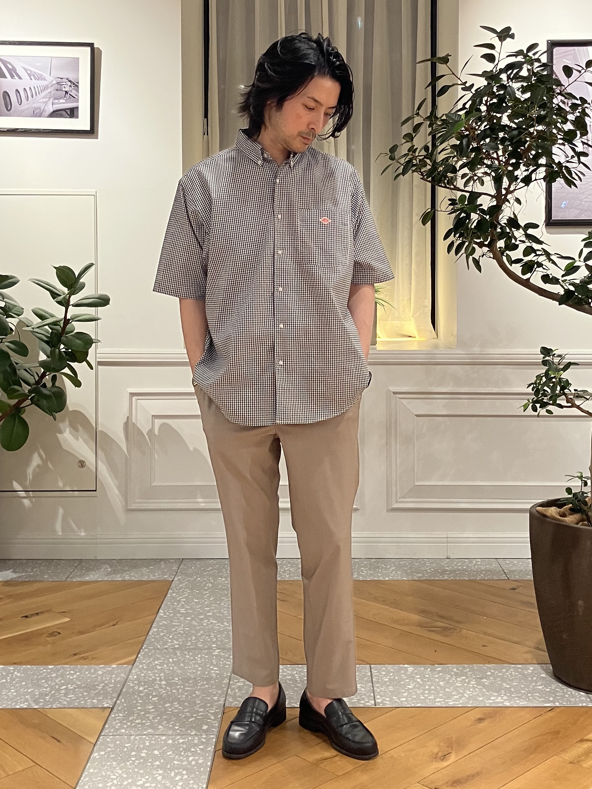 junyaさんの「DRESSTERIOR｜DANTON（ダントン）ドットボタン ボタンダウンシャツ ショートスリーブ」を使ったコーディネート