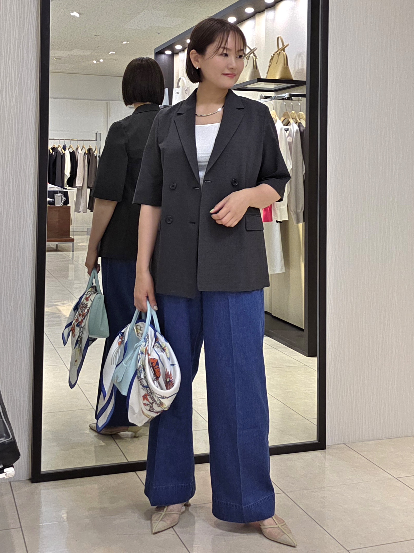 naokoさんの「UNTITLED｜【シワになりにくい/セットアップ可/接触冷感】ハーフスリーブジャケット」を使ったコーディネート