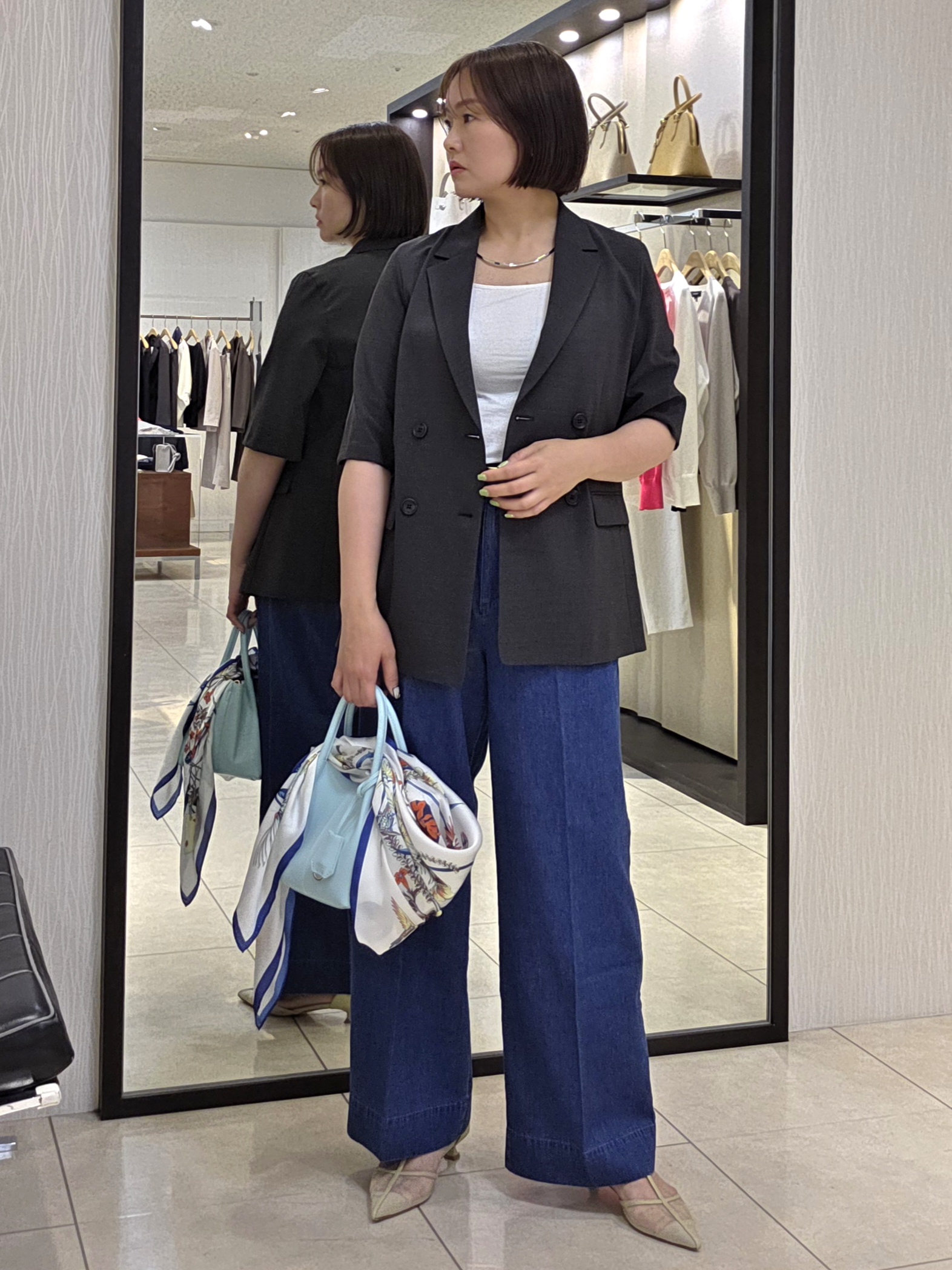 naokoさんの「UNTITLED｜【シワになりにくい/セットアップ可/接触冷感】ハーフスリーブジャケット」を使ったコーディネート