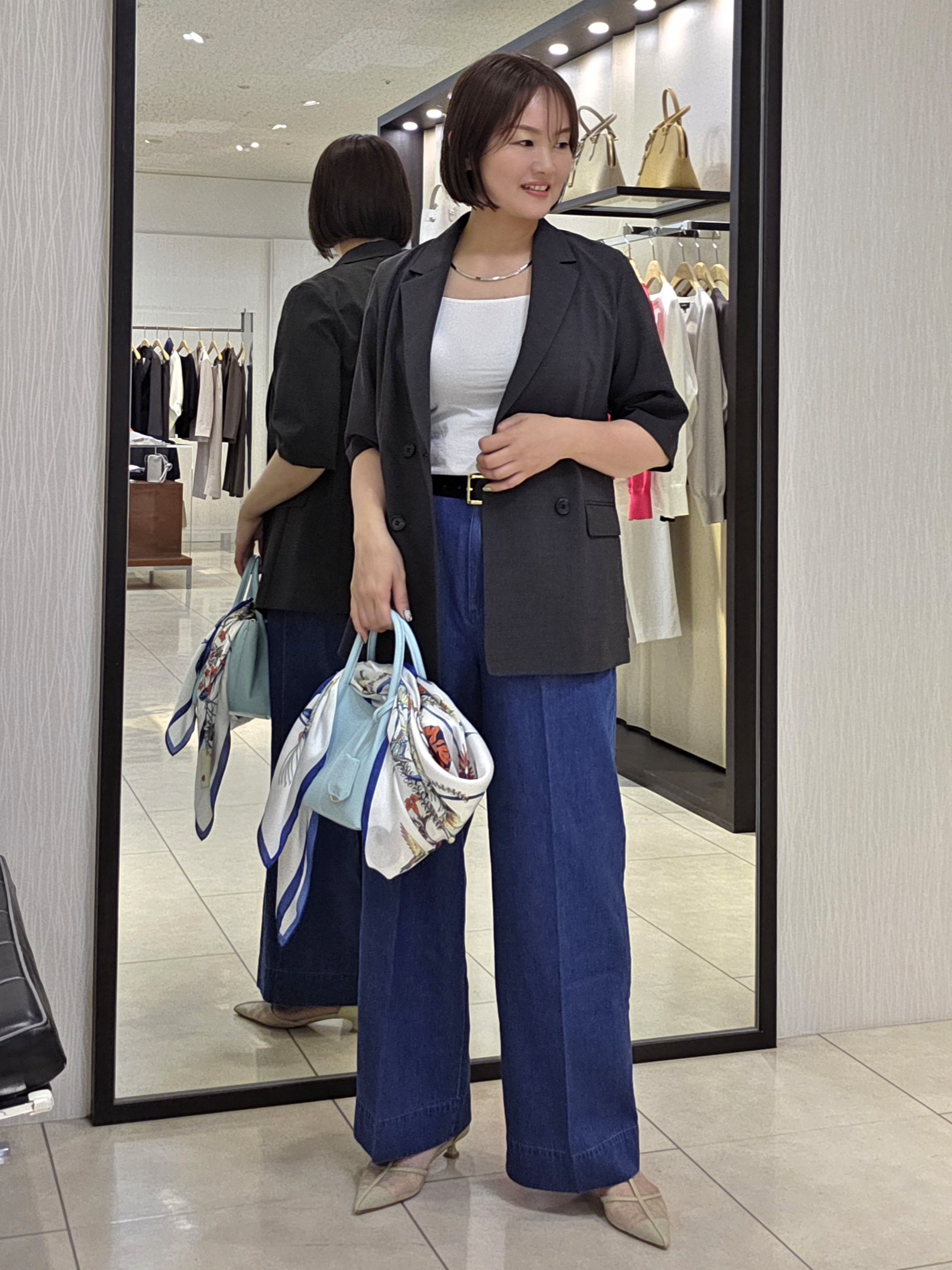 naokoさんの「UNTITLED｜【シワになりにくい/セットアップ可/接触冷感】ハーフスリーブジャケット」を使ったコーディネート