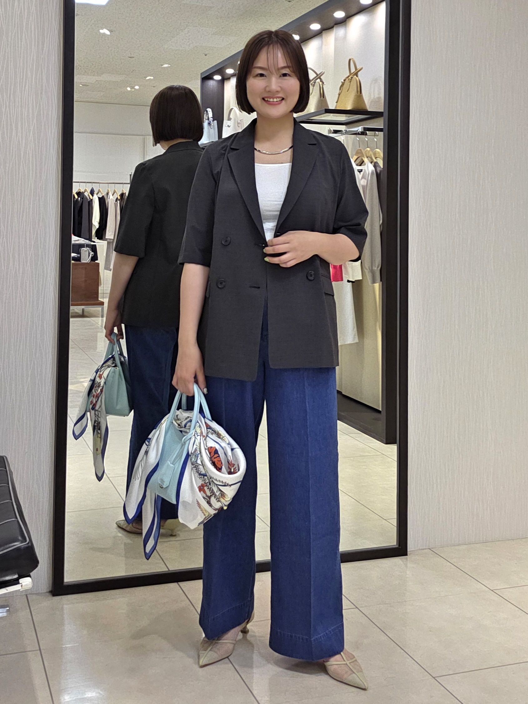 naokoさんの「UNTITLED｜【シワになりにくい/セットアップ可/接触冷感】ハーフスリーブジャケット」を使ったコーディネート
