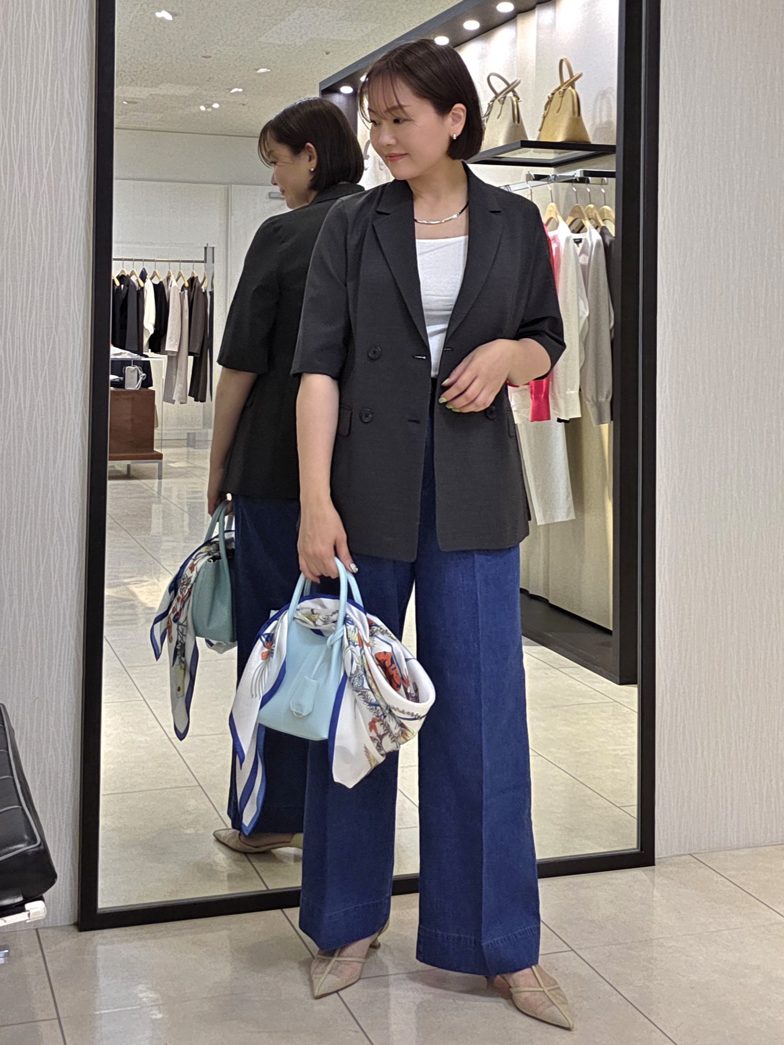 naokoさんの「UNTITLED｜【シワになりにくい/セットアップ可/接触冷感】ハーフスリーブジャケット」を使ったコーディネート