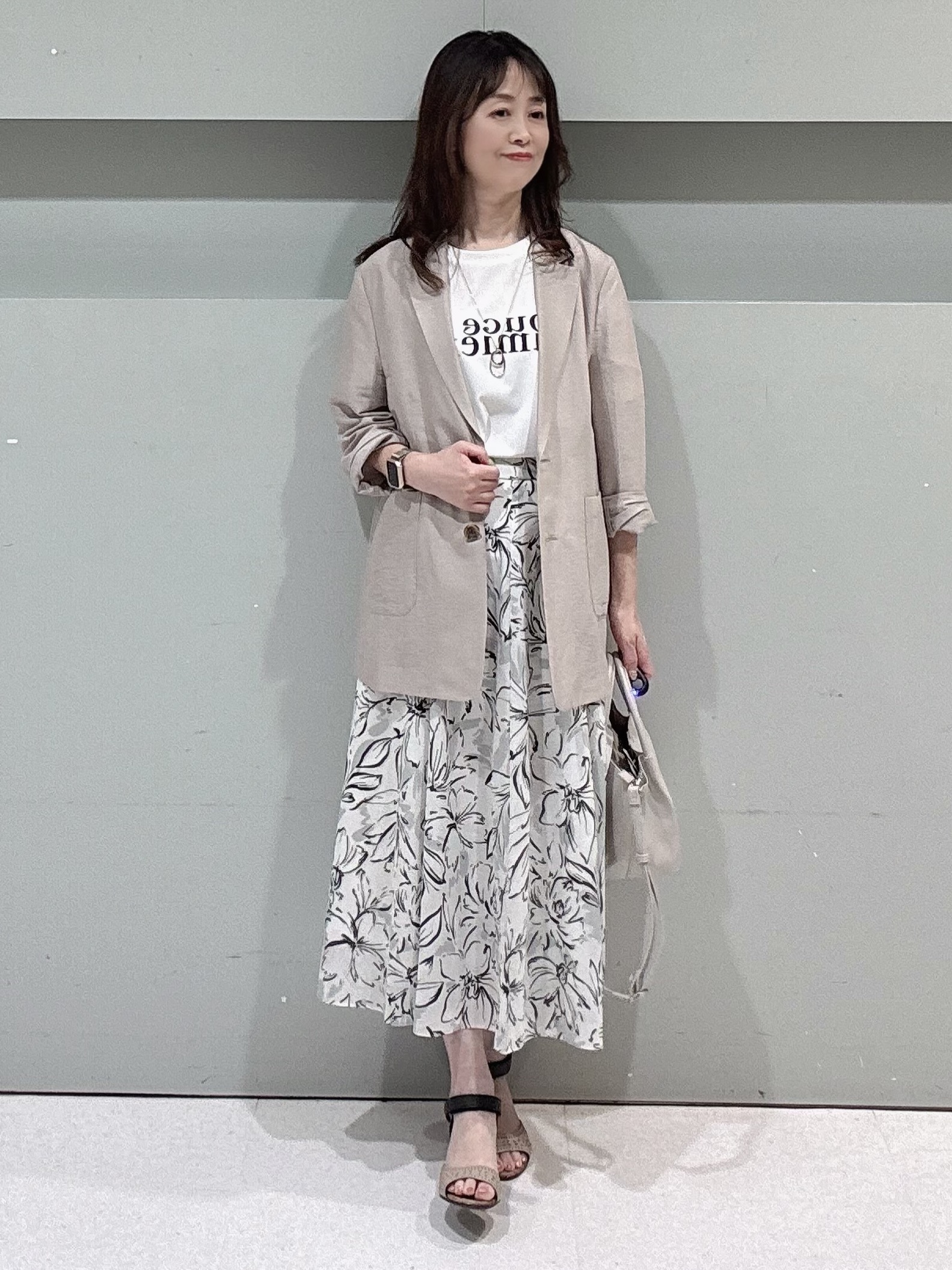 makiさんの「UNTITLED｜【程よいシアー感/洗える】エアリーバイオジャケット」を使ったコーディネート