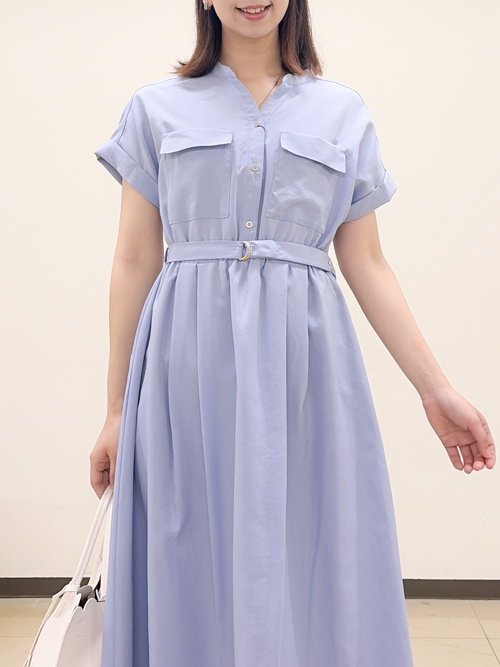yurinaさんの「index｜ダブルポケットスキッパーワンピース【防シワ／洗濯機OK】《XS～3L／6col》」を使ったコーディネート