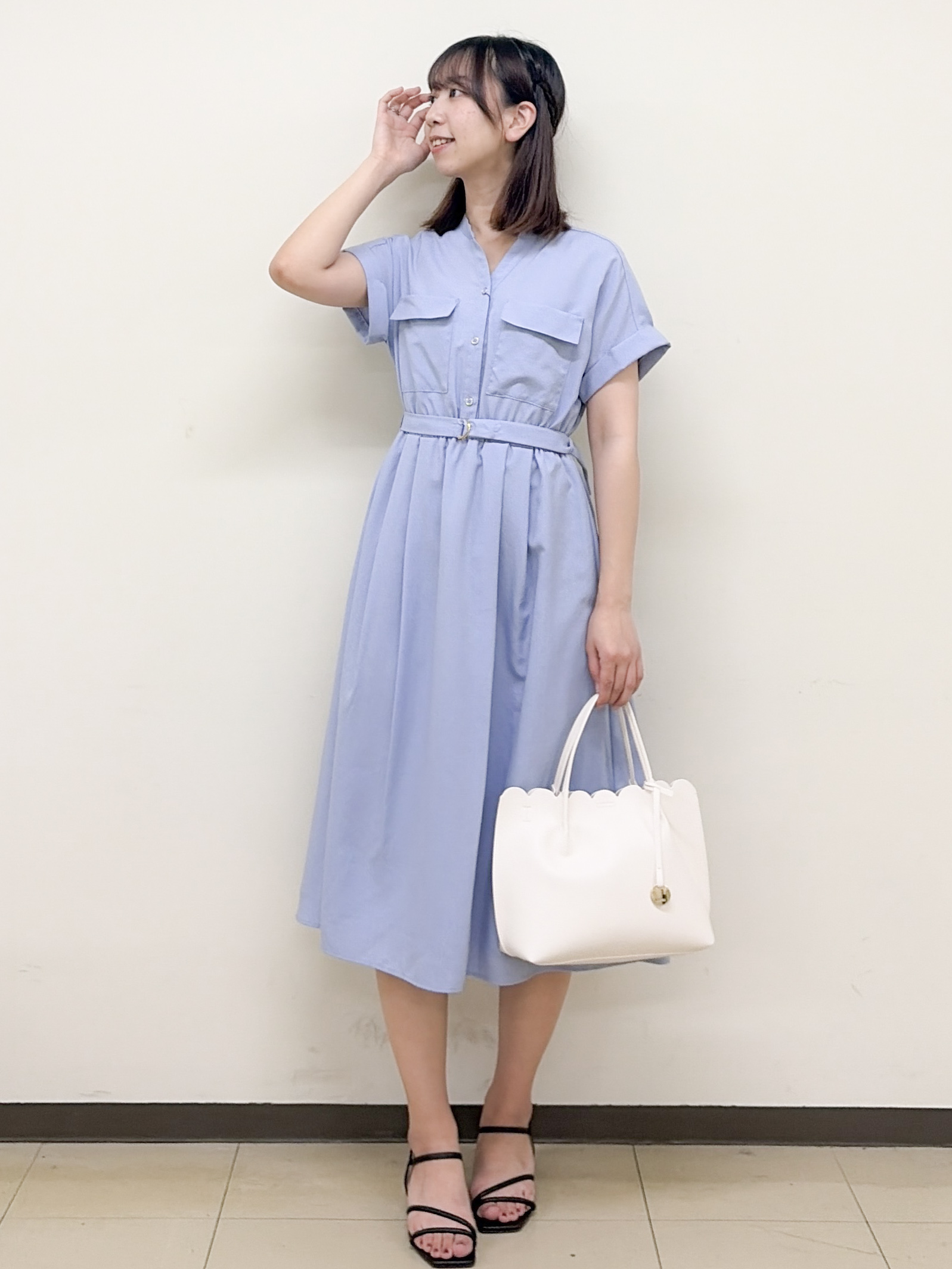 yurinaさんの「index｜ダブルポケットスキッパーワンピース【防シワ／洗濯機OK】《XS～3L／6col》」を使ったコーディネート