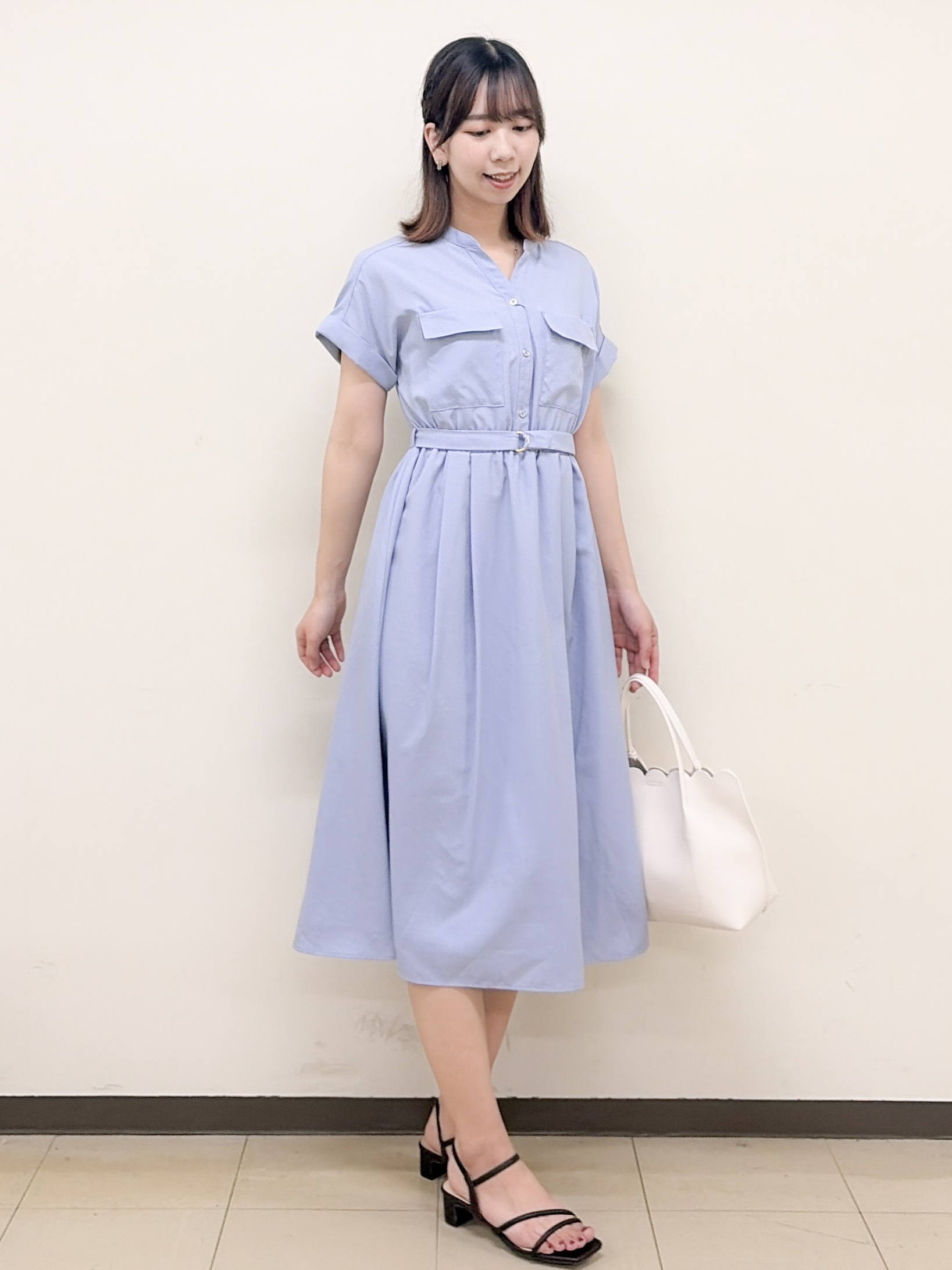 yurinaさんの「index｜ダブルポケットスキッパーワンピース【防シワ／洗濯機OK】《XS～3L／6col》」を使ったコーディネート