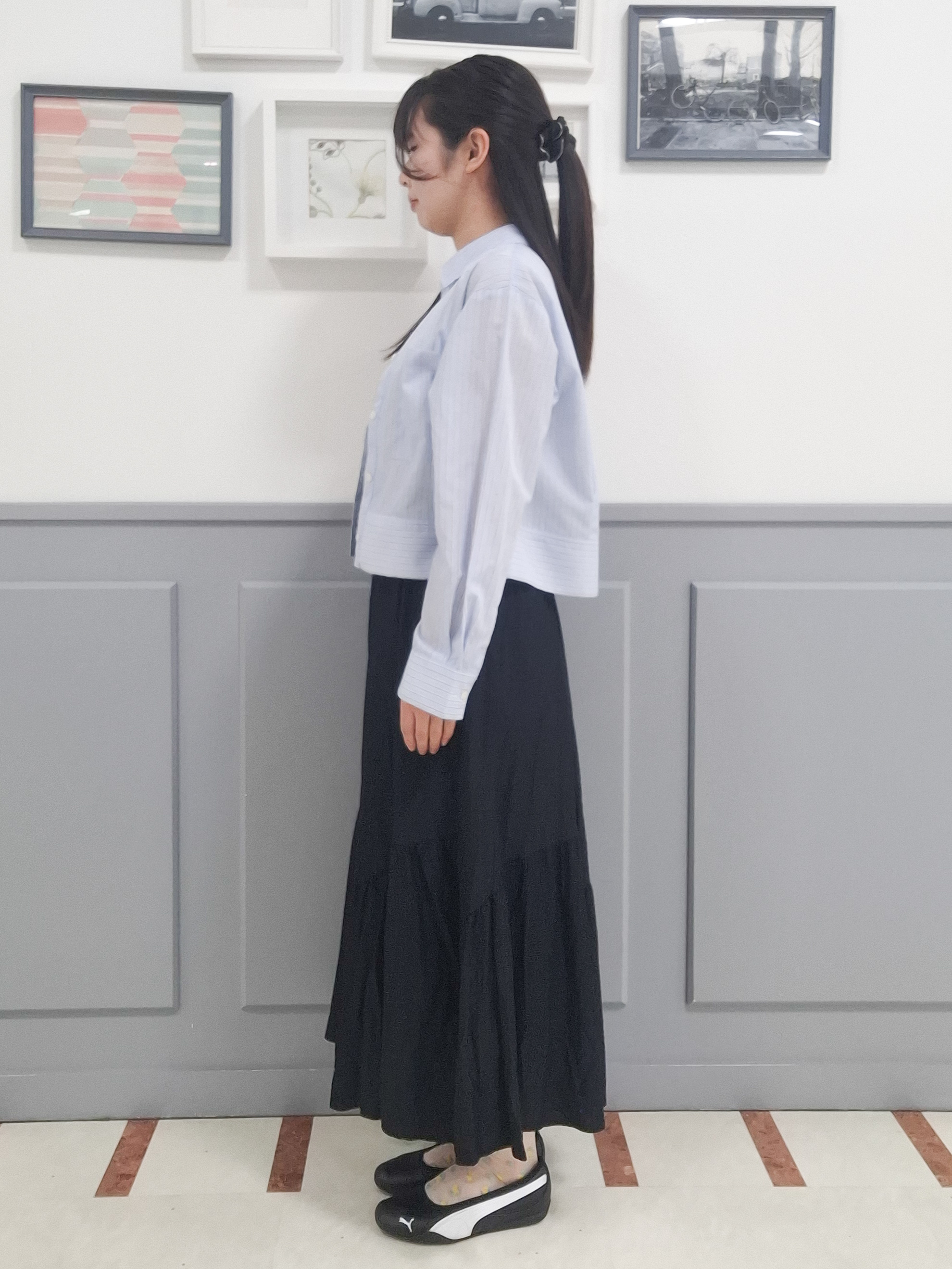 さっちーさんの「grove｜【貴島明日香さん着用／イージーケア／接触冷感】麻混クロップドシャツ」を使ったコーディネート