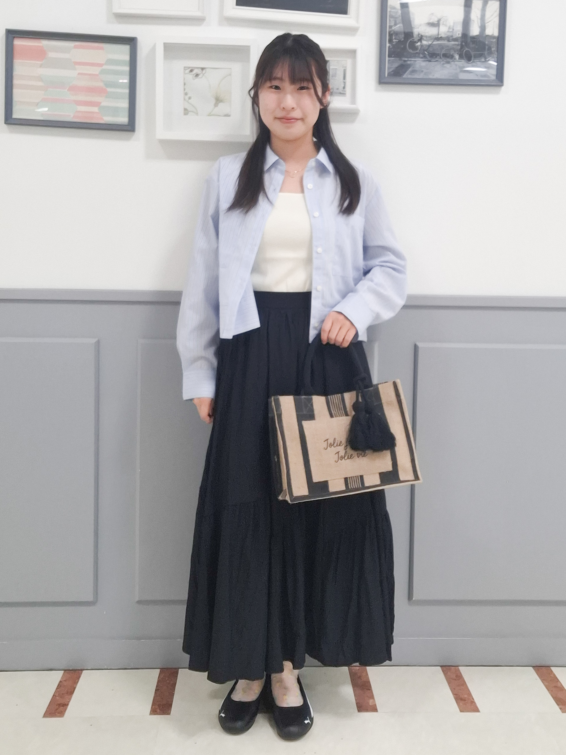 さっちーさんの「grove｜【貴島明日香さん着用／イージーケア／接触冷感】麻混クロップドシャツ」を使ったコーディネート