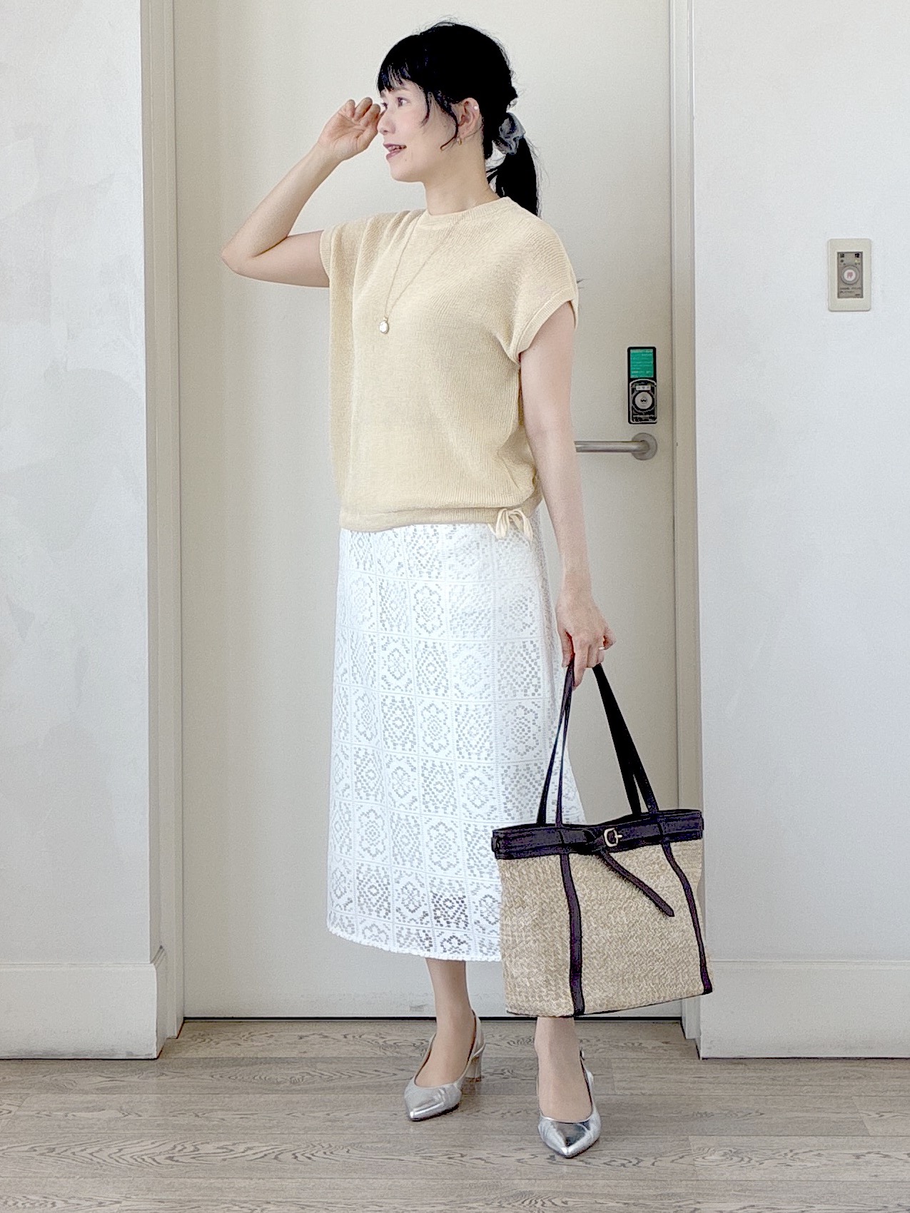  beni_gingerさんの「Reflect｜【レイヤードにおすすめ◎】畦編みフレンチスリーブトップス」を使ったコーディネート