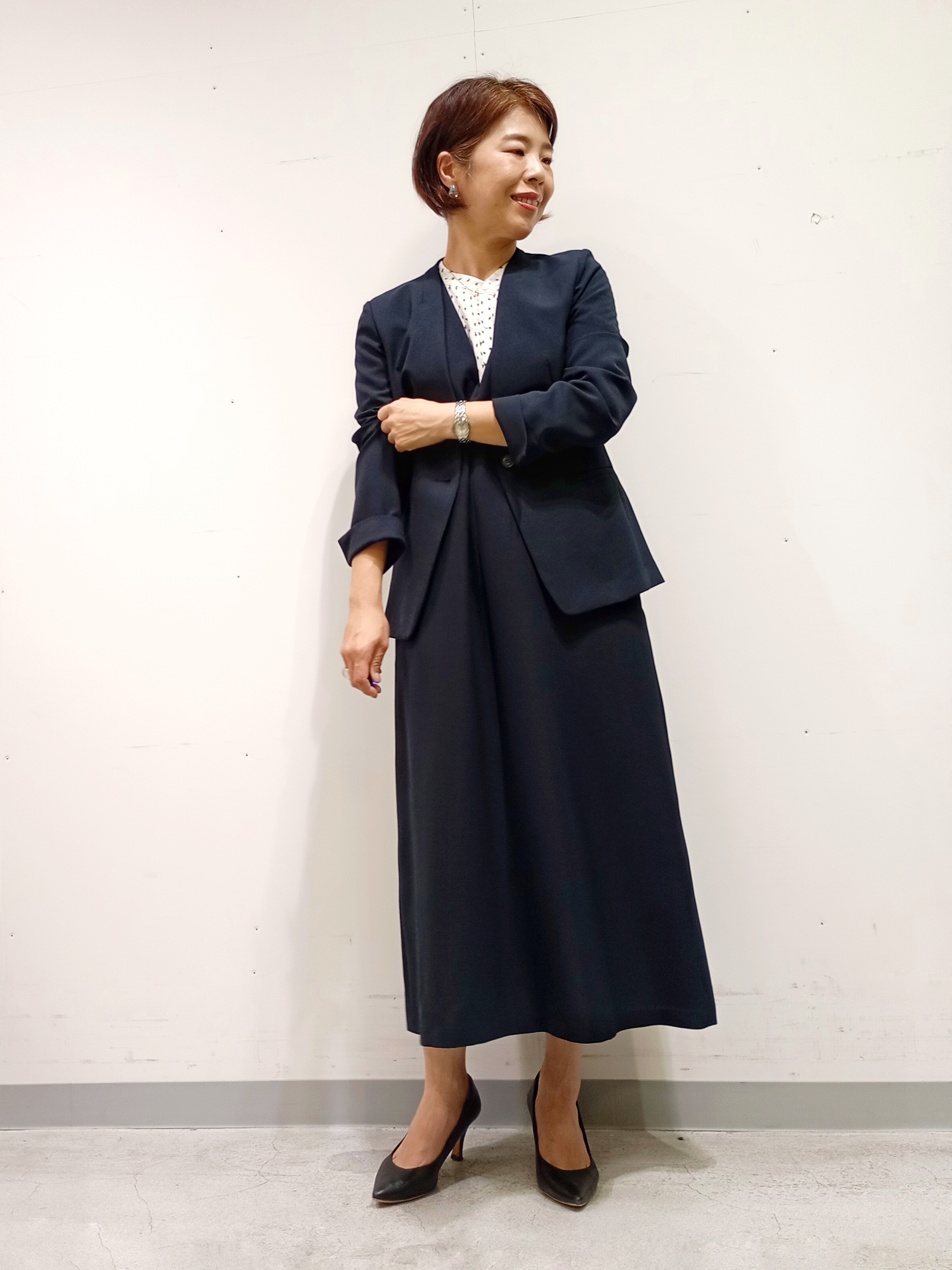 Kさんの「INDIVI｜【定番スーツ／UVケア／洗える】ウール調テーラードジャケット」を使ったコーディネート