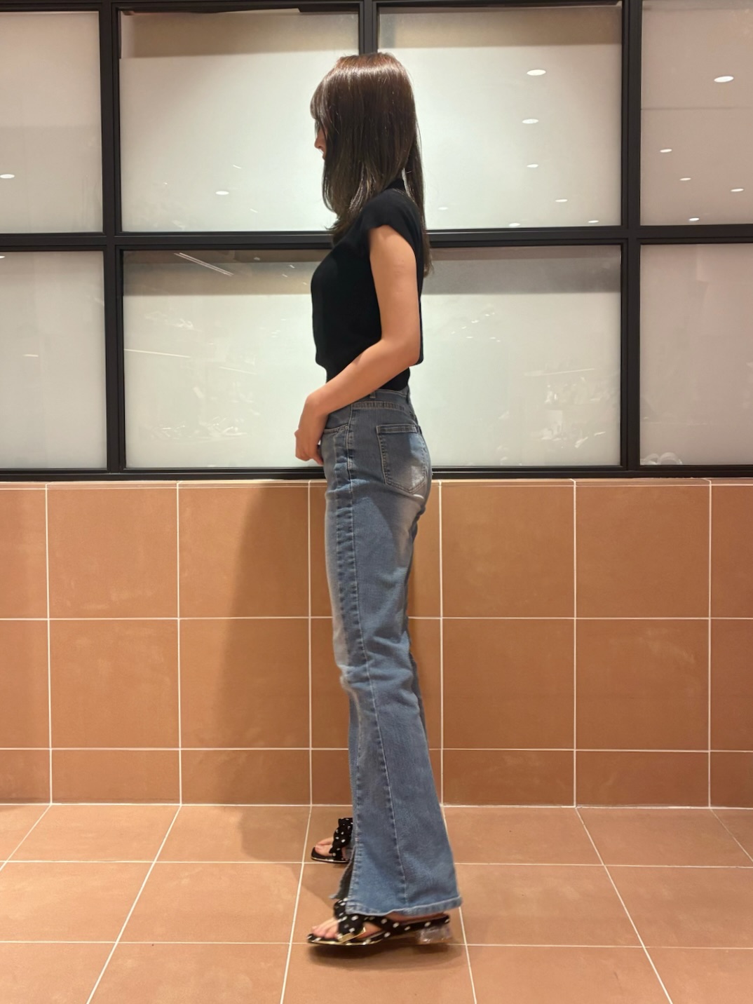 Arisaさんの「ESPERANZA｜リボンクリアヒールサンダル」を使ったコーディネート