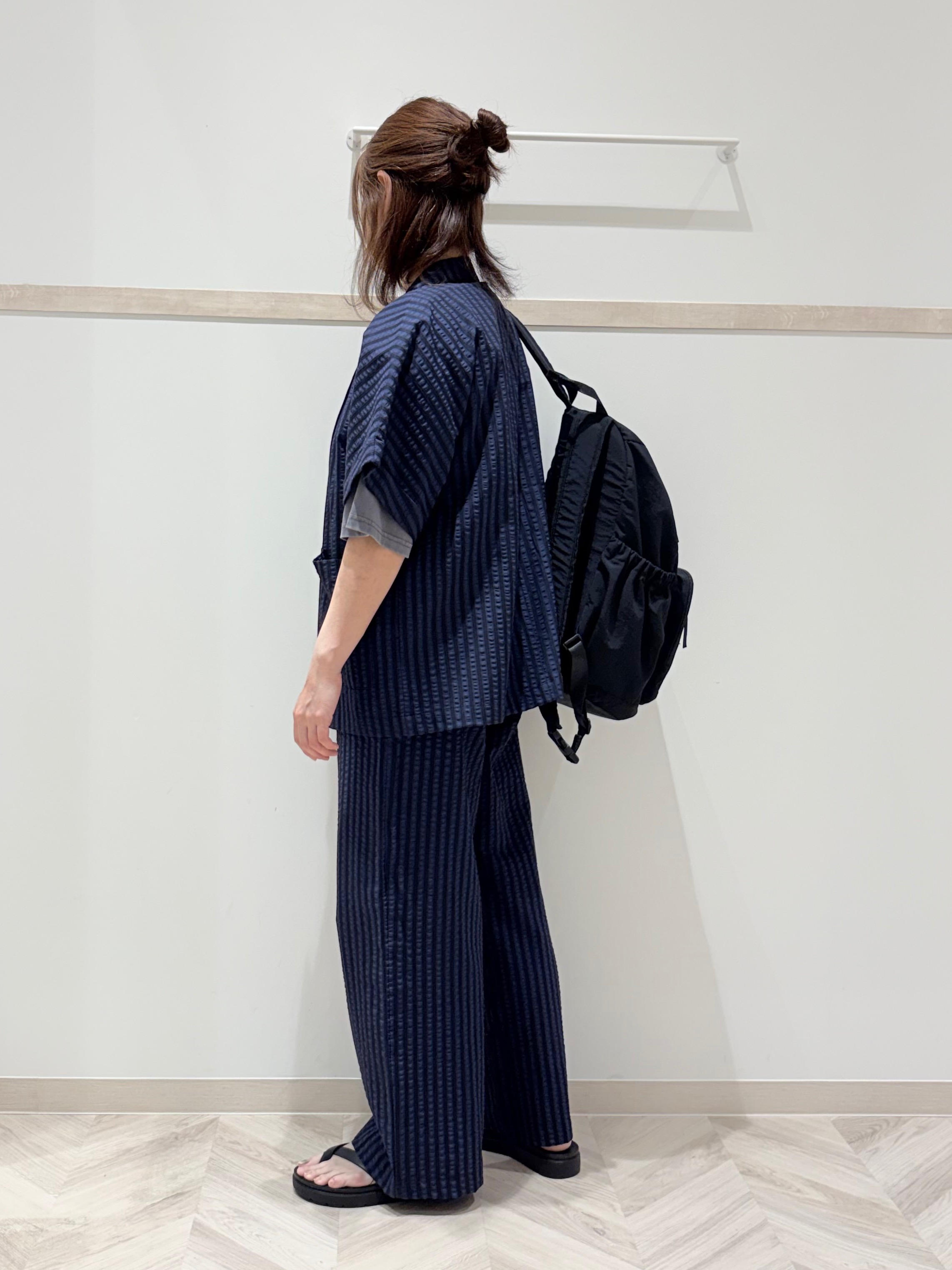 c_h_i_k_aさんの「SHOO･LA･RUE｜【ひんやり/吸水速乾/セットアップ可】羽織るだけで主役になる サッカーストライプシャツジャケット」を使ったコーディネート