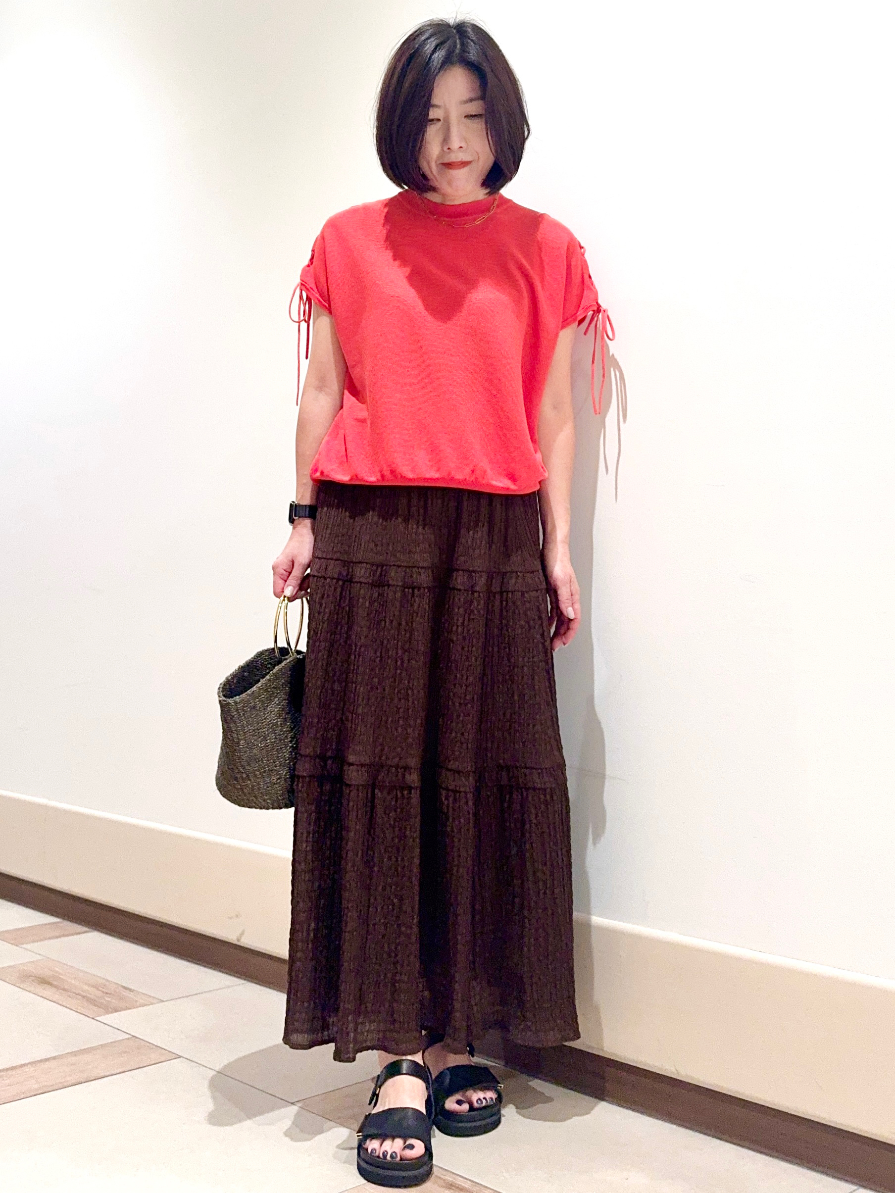kaeさんの「Reflect｜レースアップスリーブデザインニット」を使ったコーディネート